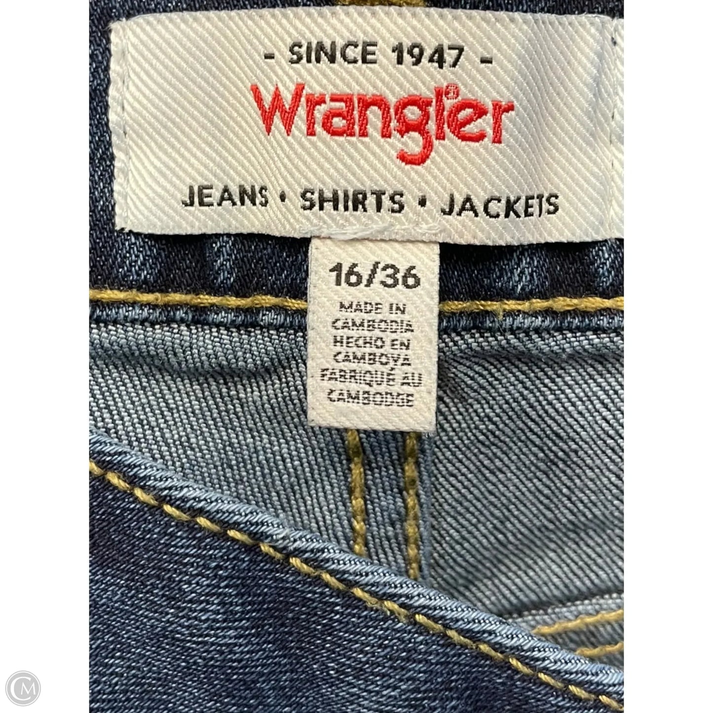 Jeans Boot Cut By Wrangler In Blue Denim, Size: 16