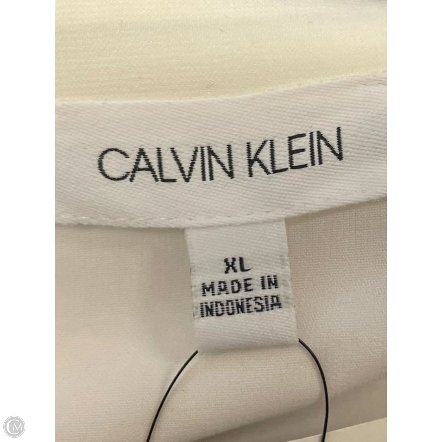 Top Long Sleeve By Calvin Klein In White, Size: Xl