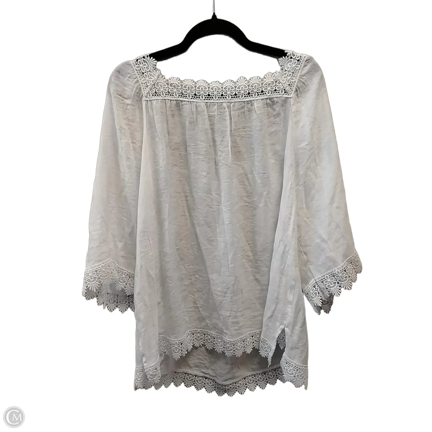 Blouse Long Sleeve By Counterparts In White, Size: Xl