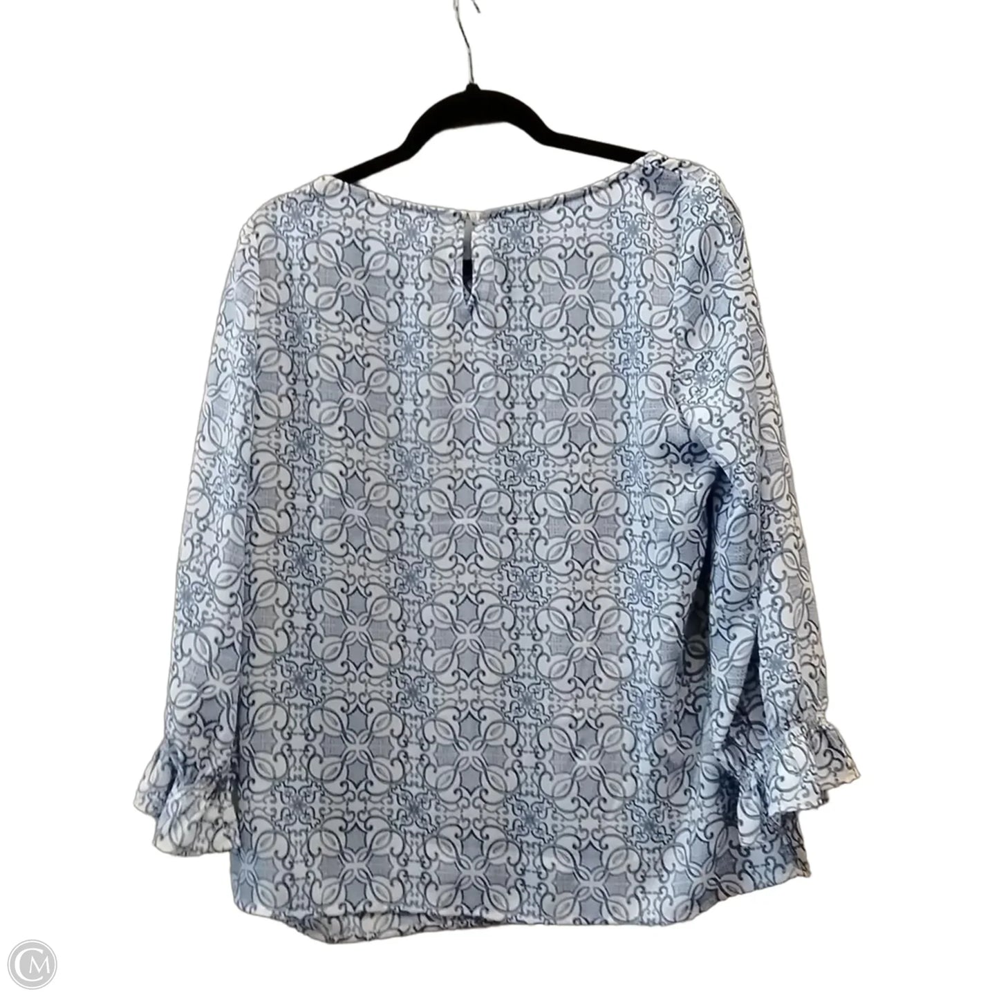 Blouse Long Sleeve By Talbots In Blue & White, Size: M