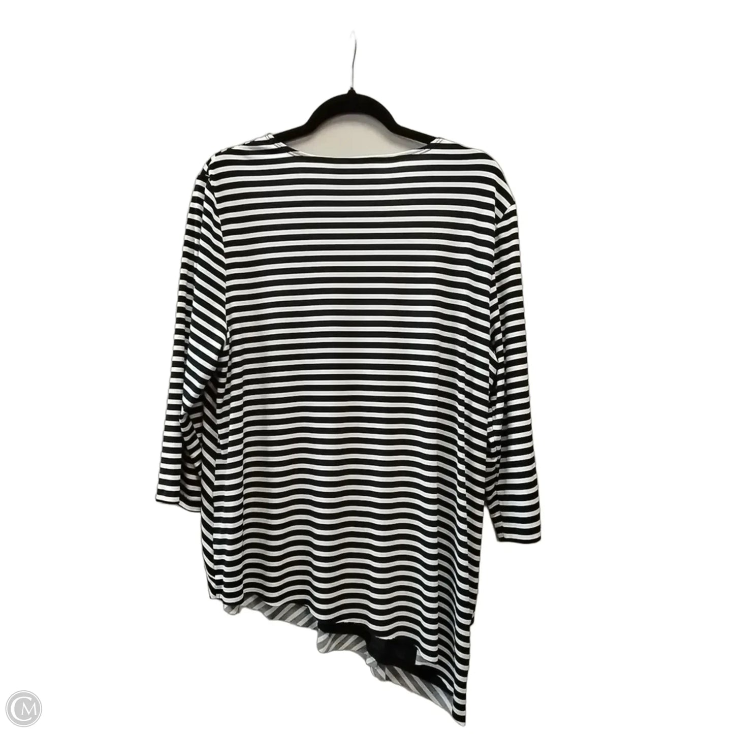Blouse Long Sleeve By Chicos In Blue & White, Size: Xl