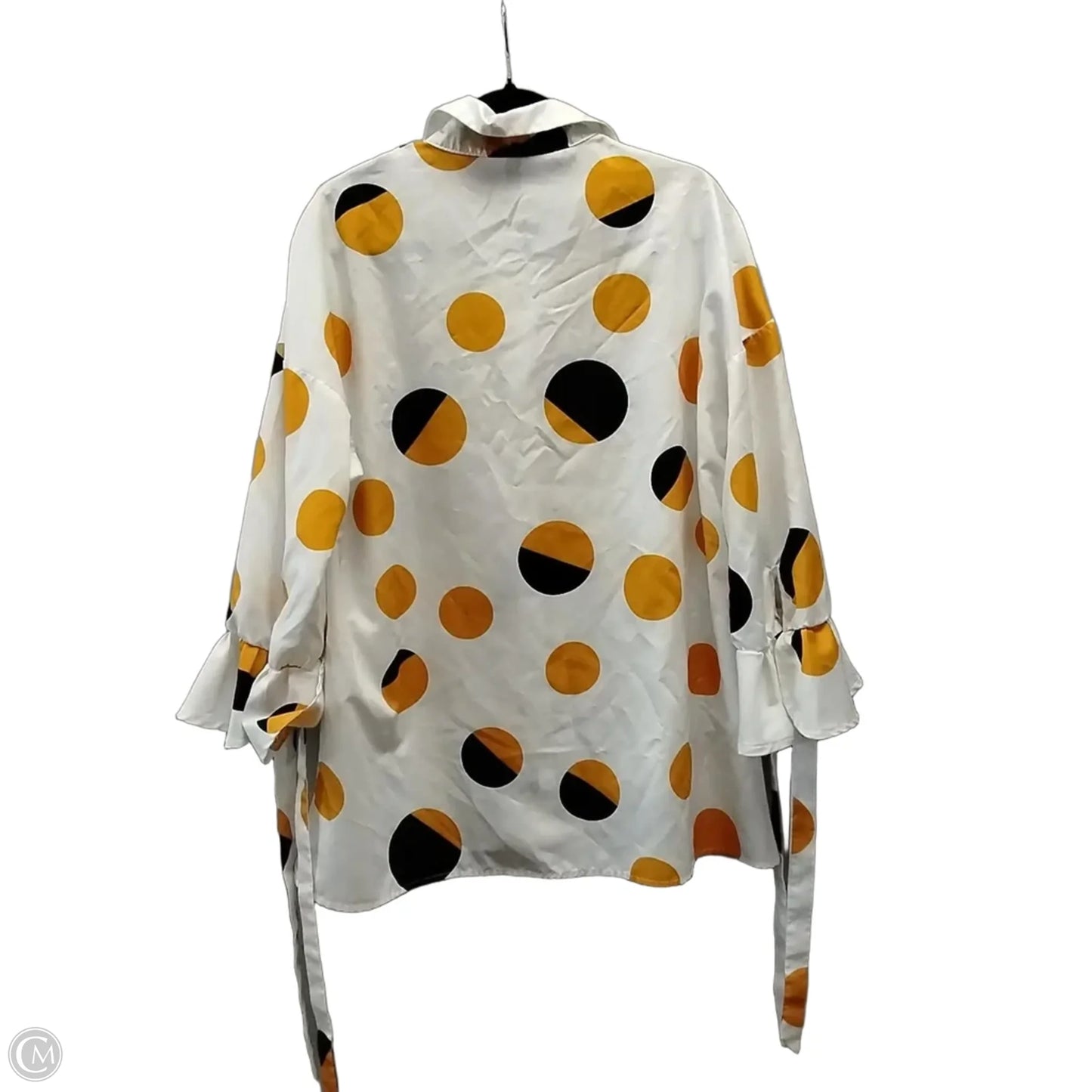 Blouse Long Sleeve By Clothes Mentor In Polkadot Pattern, Size: L