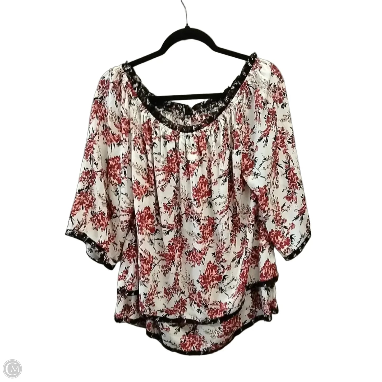 Blouse Long Sleeve By White House Black Market In Floral Print, Size: L