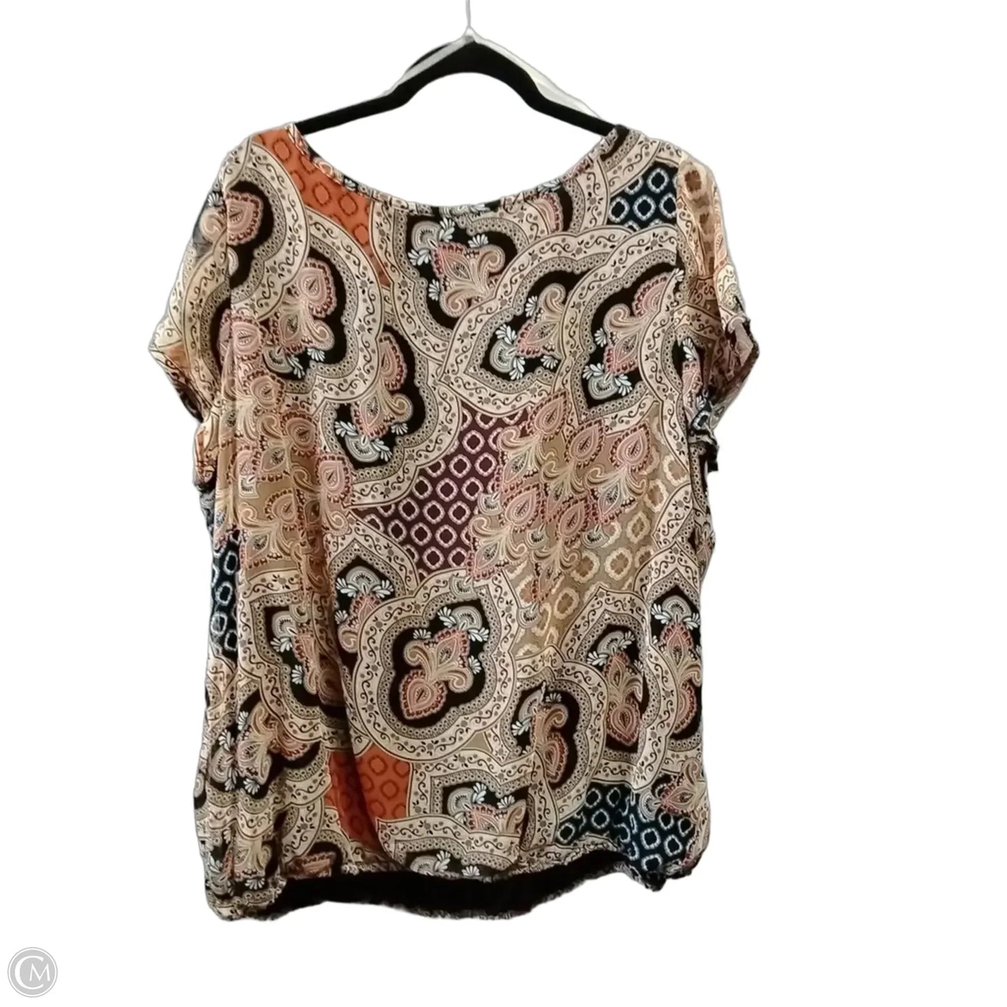 Blouse Short Sleeve By Liz Claiborne In Geometric Pattern, Size: 2x