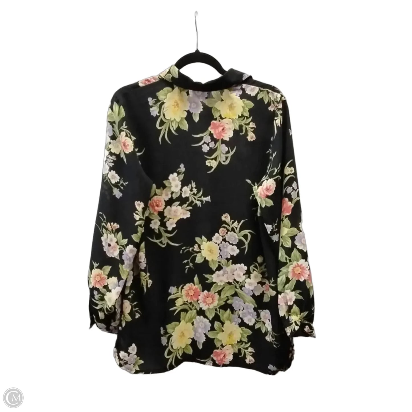 Blouse Long Sleeve By Villager By Liz Claiborne In Floral Print, Size: M