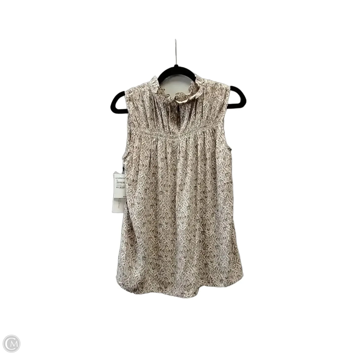 Blouse Sleeveless By Treasure And Bond In Brown & Cream, Size: S