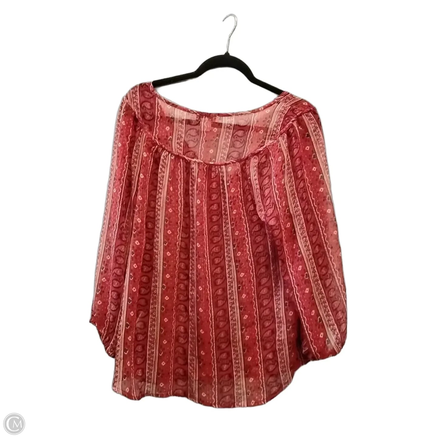 Blouse Long Sleeve By Lucky Brand In Red, Size: L