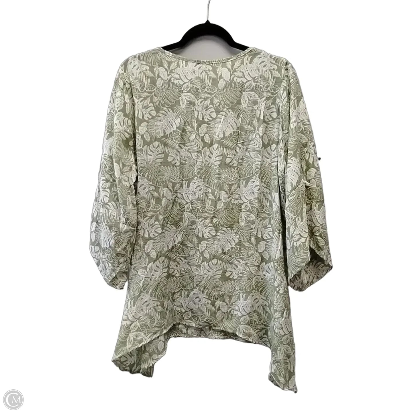 Blouse Long Sleeve By Cme In Green & White, Size: L