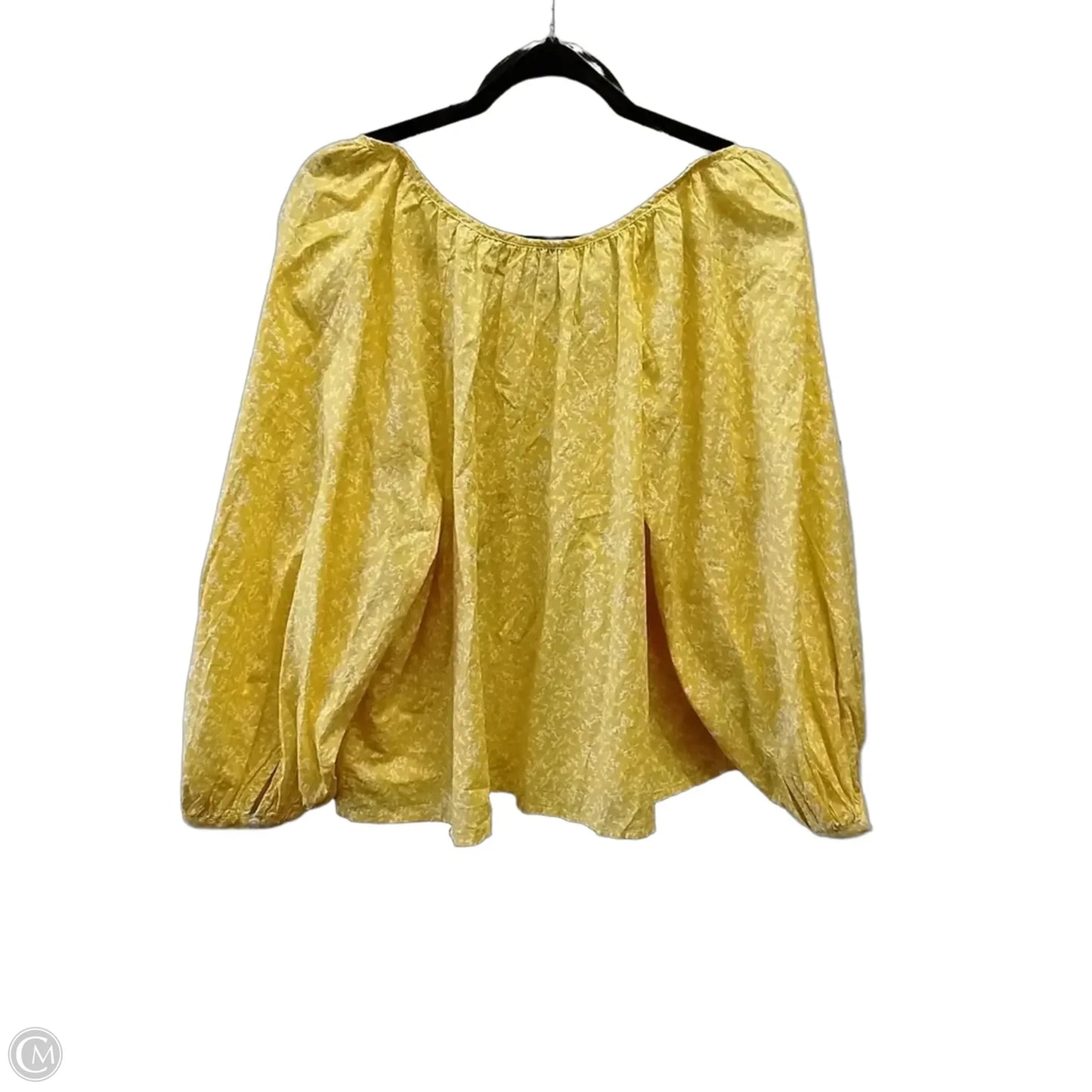 Blouse Short Sleeve By Universal Thread In White & Yellow, Size: Xl