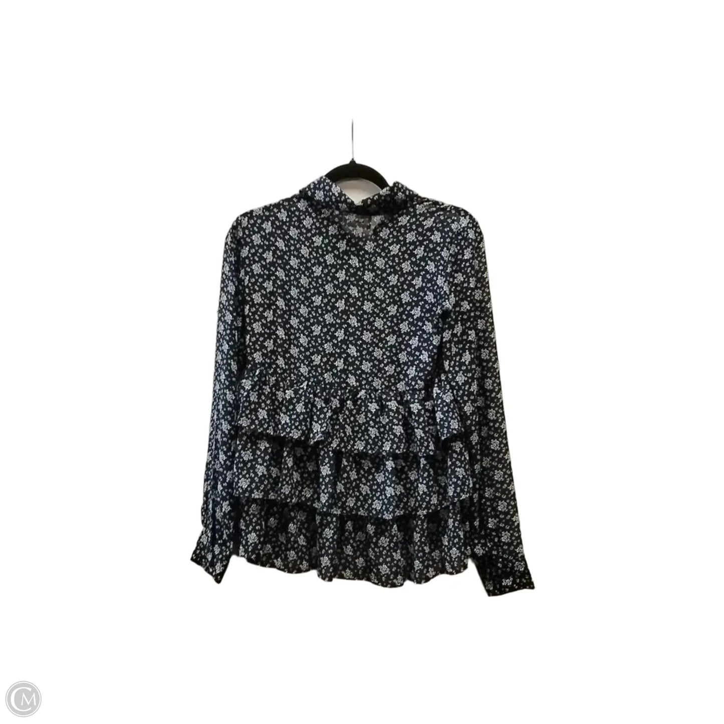 Blouse Long Sleeve By Line & Dot In Blue & White, Size: Xs
