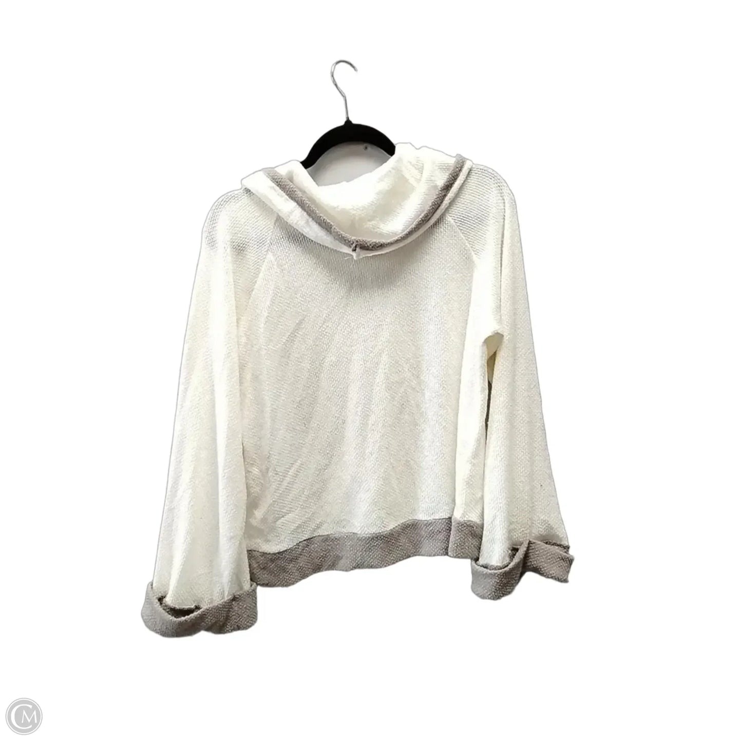 Top Long Sleeve By Cme In Cream & Grey, Size: M