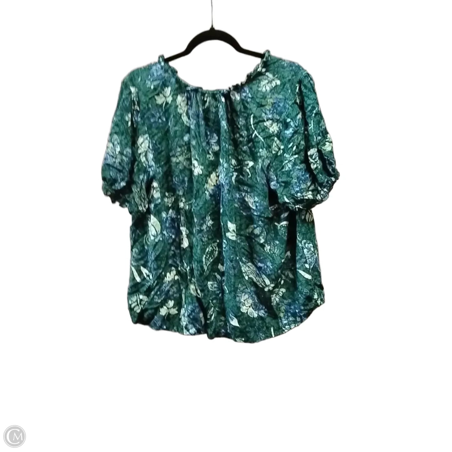 Blouse 3/4 Sleeve By Style And Company In Blue & Green, Size: Xl