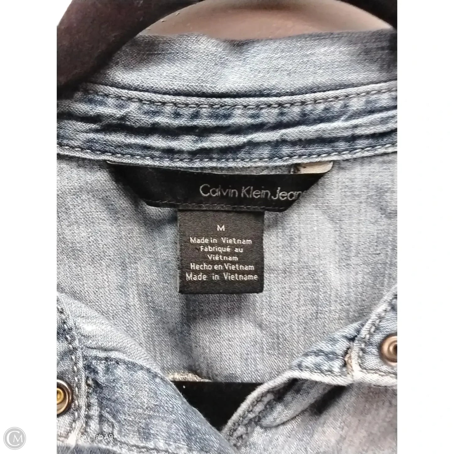 Top Long Sleeve By Calvin Klein In Blue, Size: M