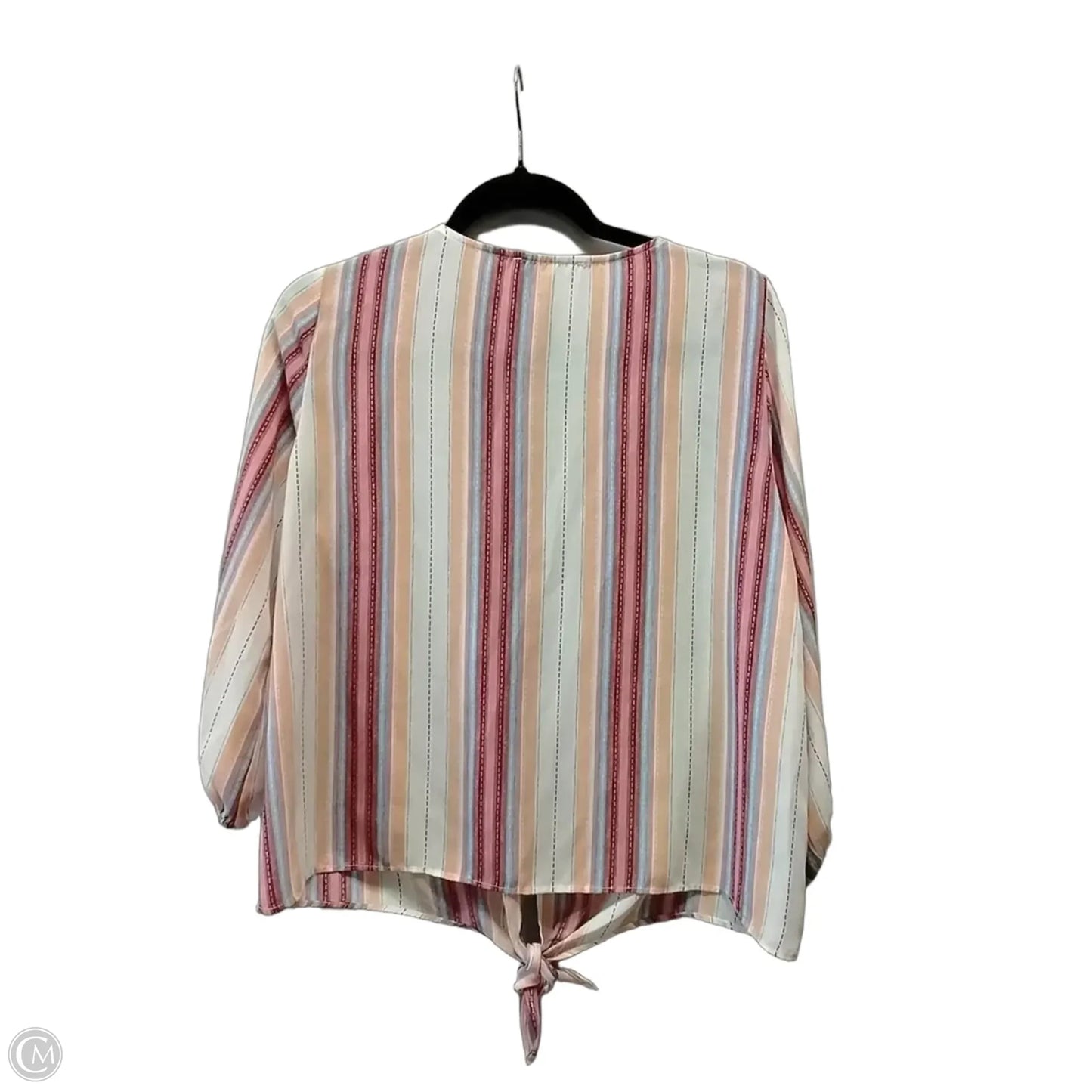 Blouse Long Sleeve By Pink Rose In Striped Pattern, Size: L