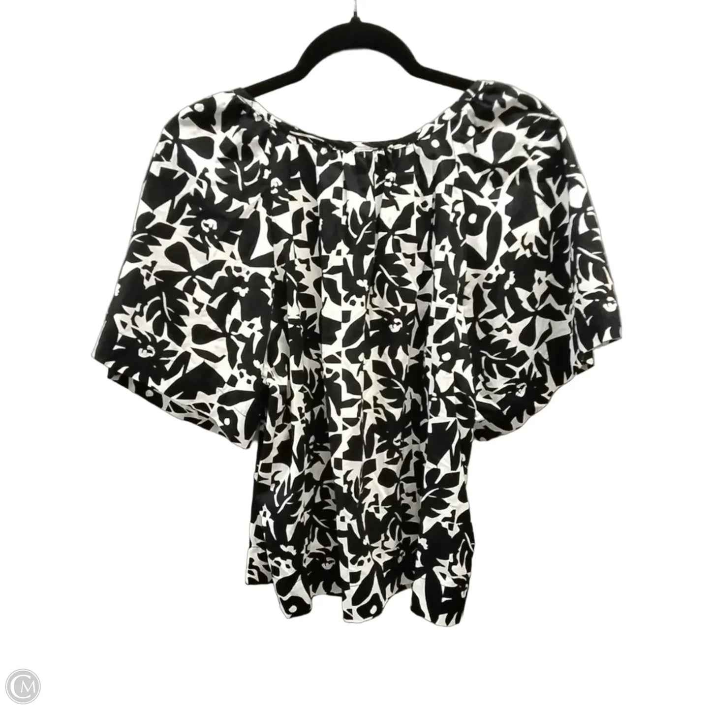 Top Short Sleeve By Free Assembly In Black & White, Size: M