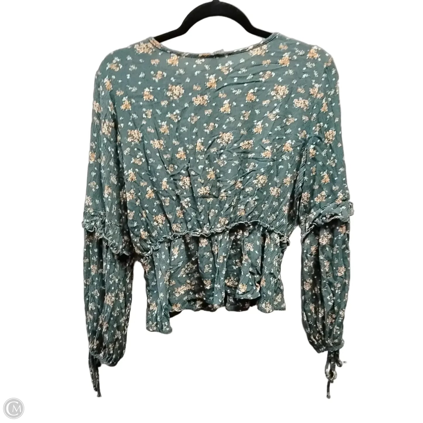 Blouse Long Sleeve By Peach Love Cream California In Green, Size: L