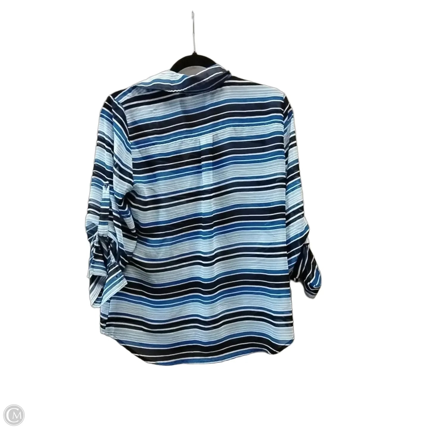 Blouse Long Sleeve By New York And Co In Striped Pattern, Size: M