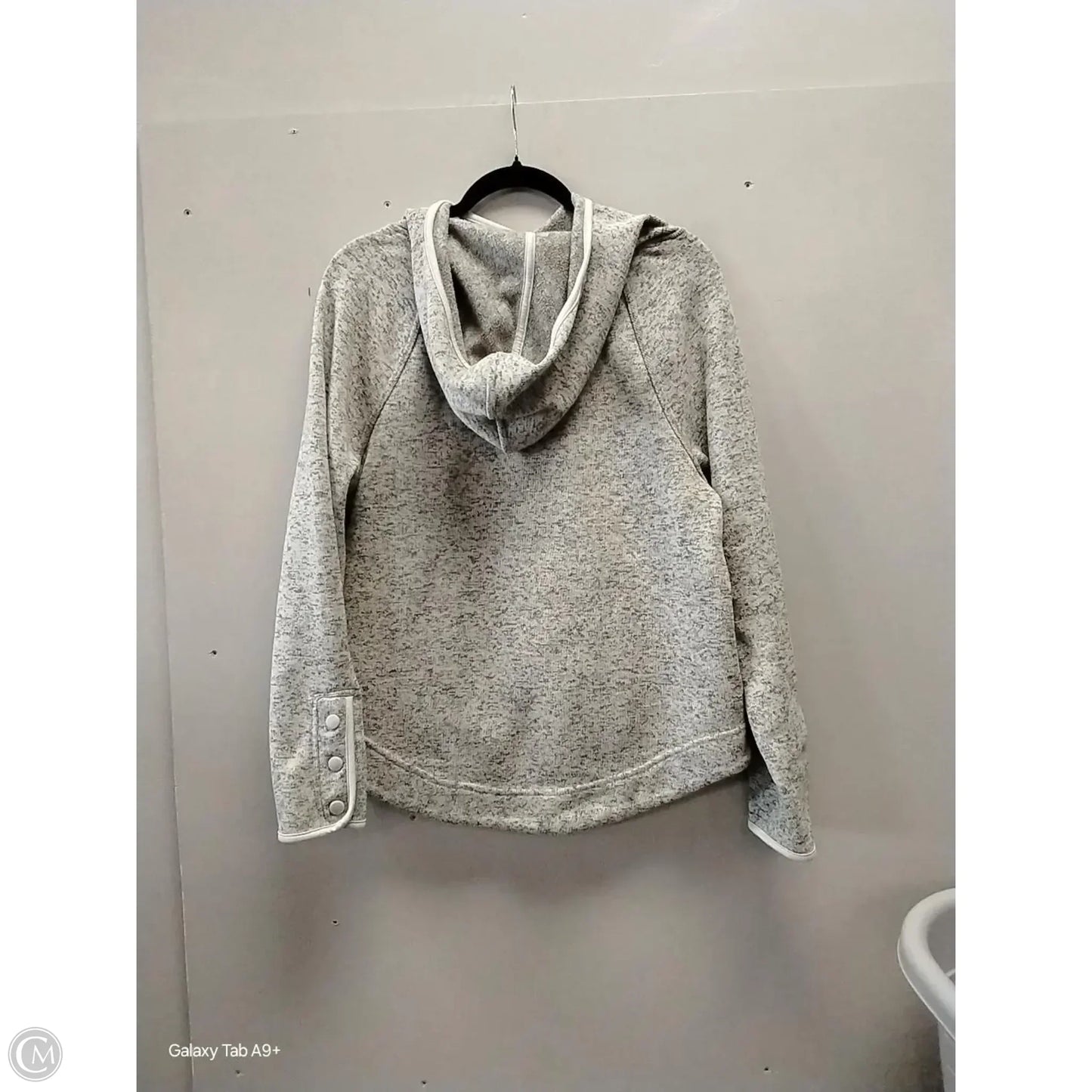 Athletic Sweatshirt Hoodie By Champion In Grey, Size: L