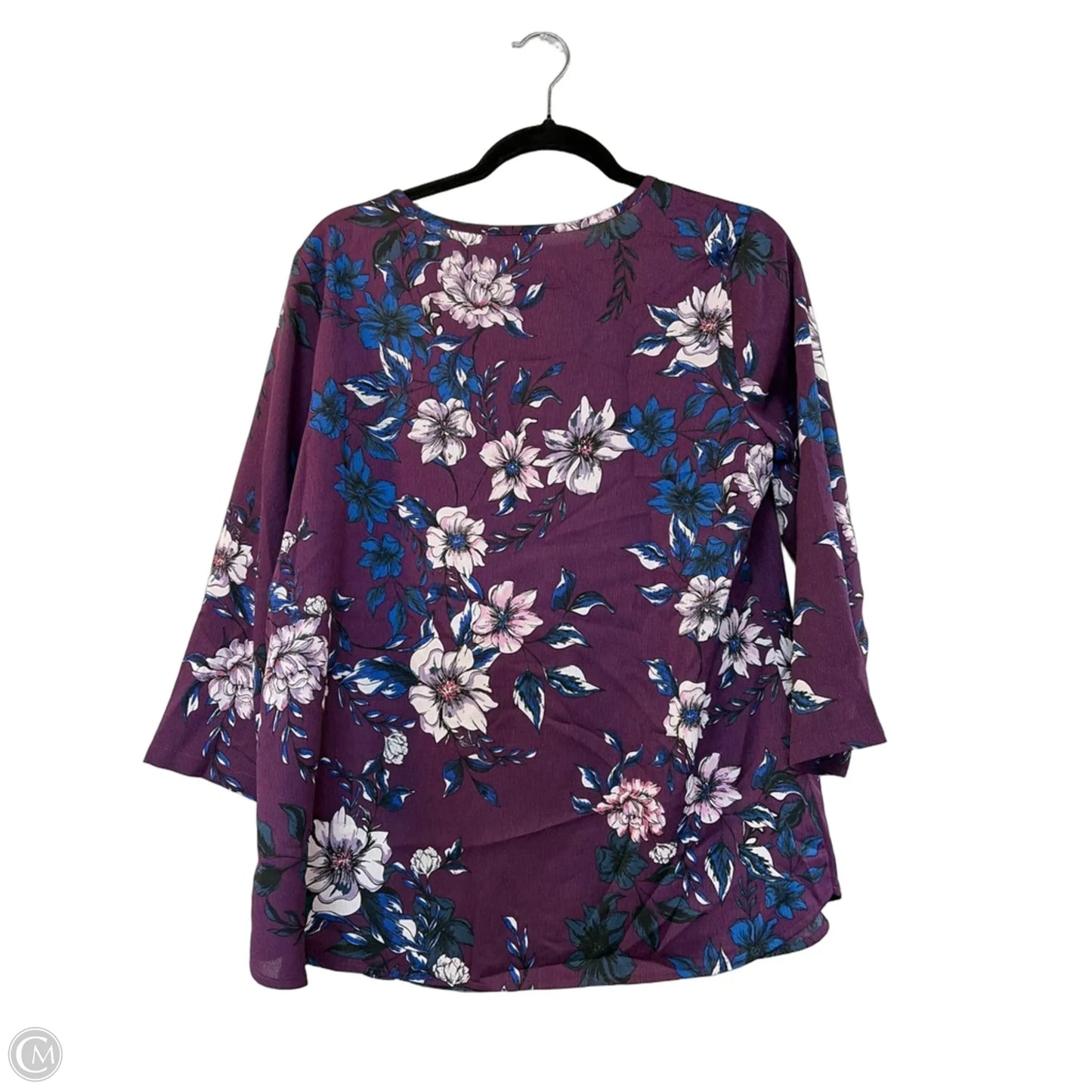 Blouse Long Sleeve By Van Heusen In Purple, Size: M
