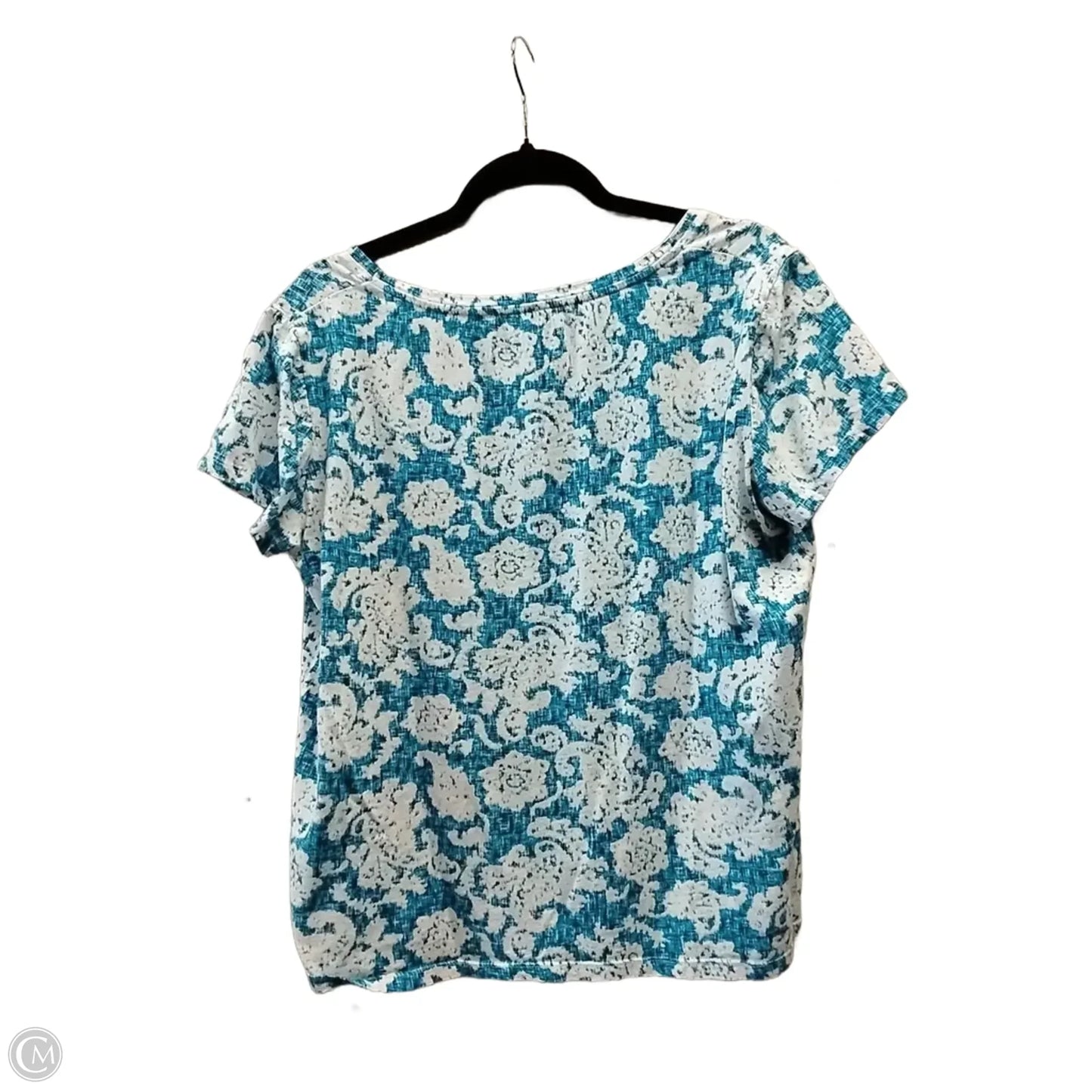 Top Short Sleeve By Faded Glory In Blue & White, Size: Xl