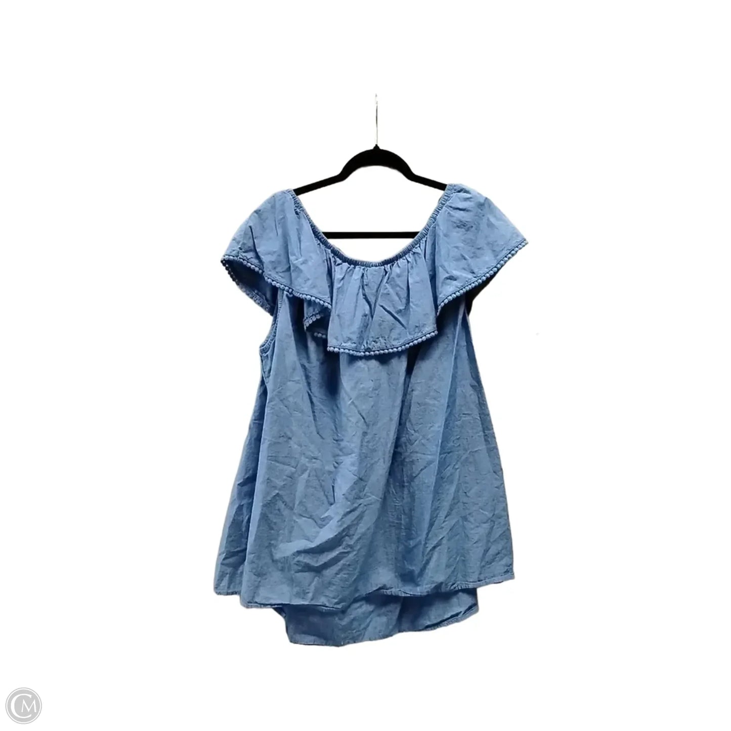 Blouse Short Sleeve By Faded Glory In Blue, Size: 4x