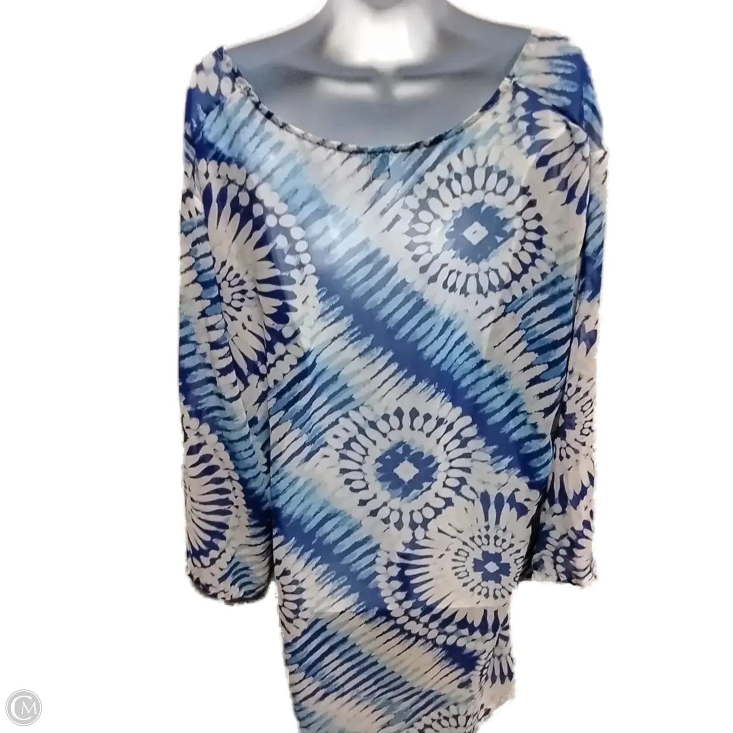 Blouse Long Sleeve By Ana In Blue, Size: 3x