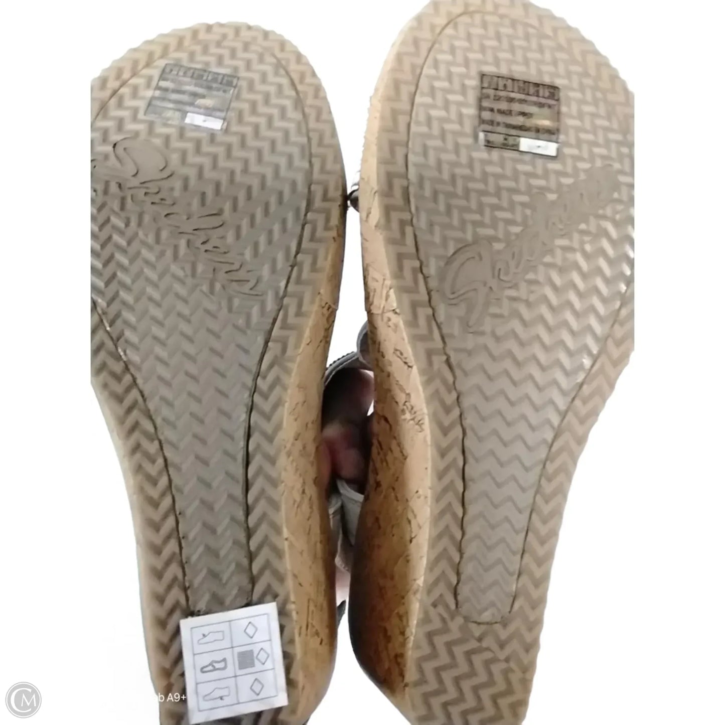 Sandals Heels Block By Skechers In Tan & White, Size: 9