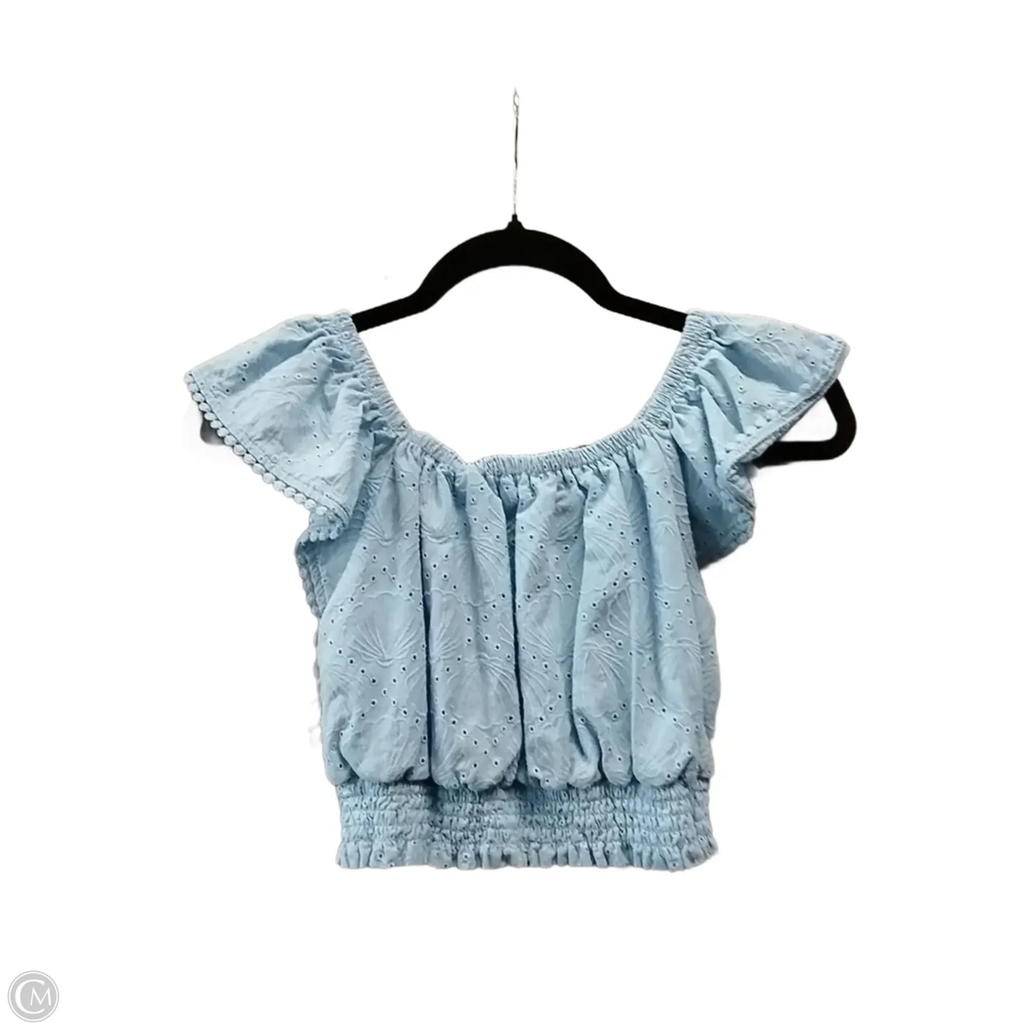 Blouse Short Sleeve By Happily Grey In Blue, Size: M