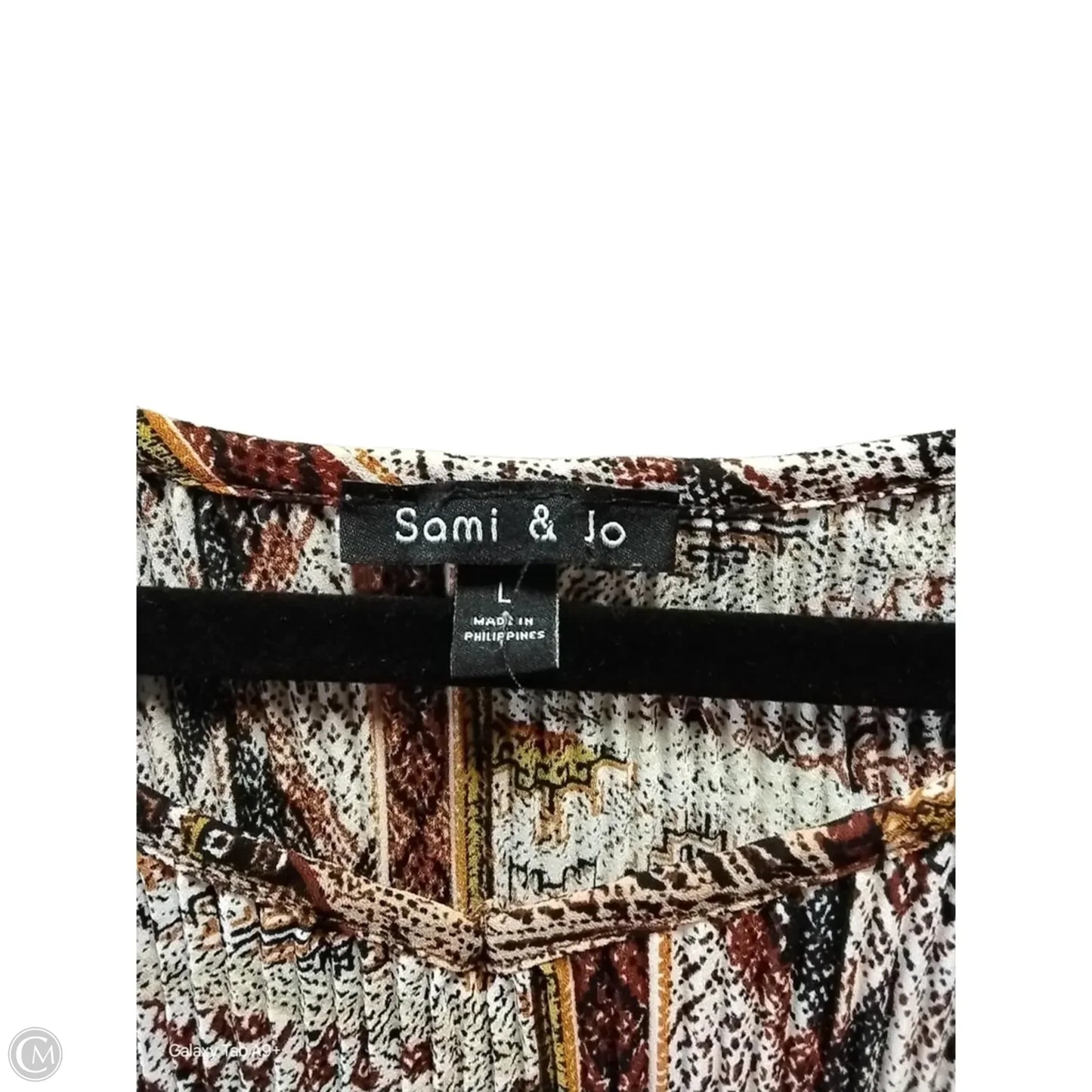 Blouse Long Sleeve By Sami & Jo In Brown & Tan, Size: L