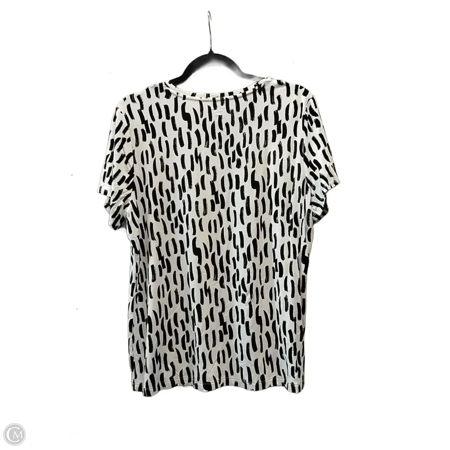 Top Short Sleeve Basic By Croft And Barrow In Green & White, Size: Xl