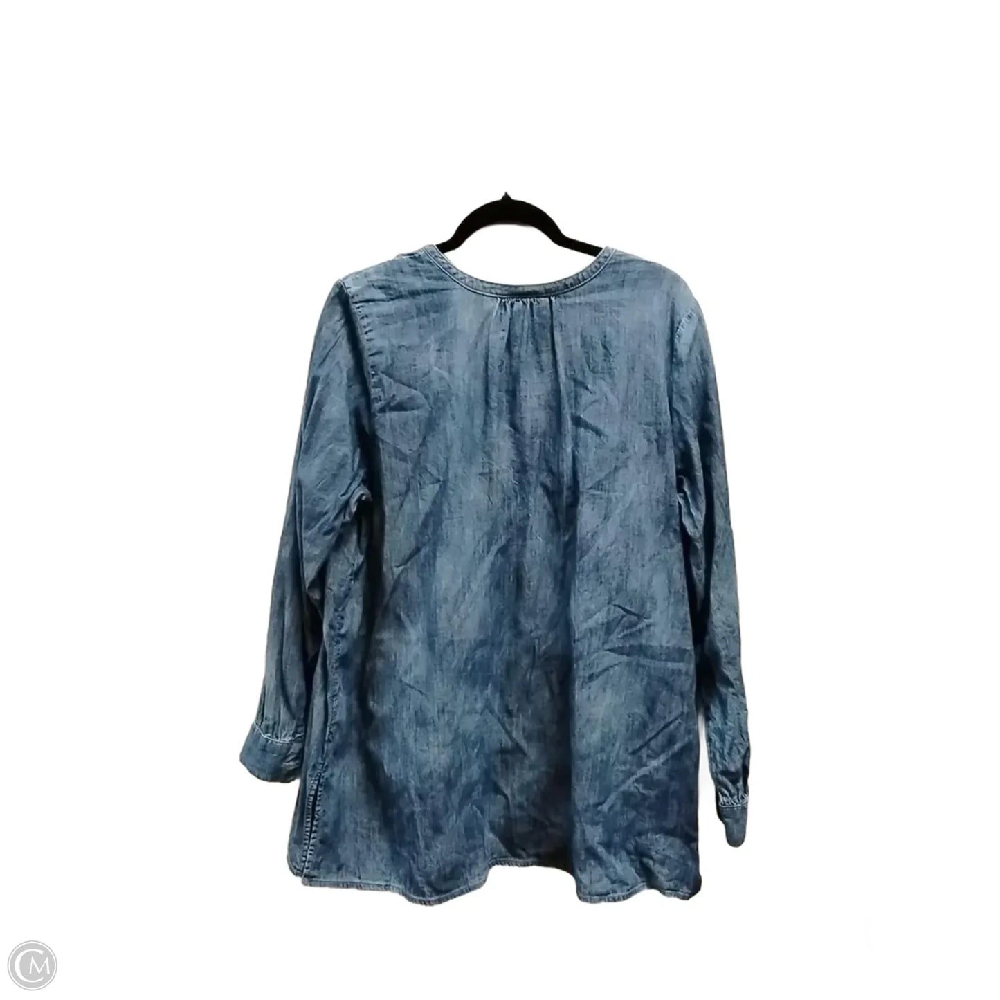 Blouse Long Sleeve By Pure Jill In Blue Denim, Size: L