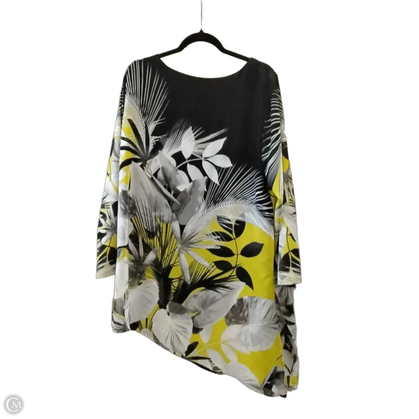 Blouse Long Sleeve By Alfani In Blue & Yellow, Size: L