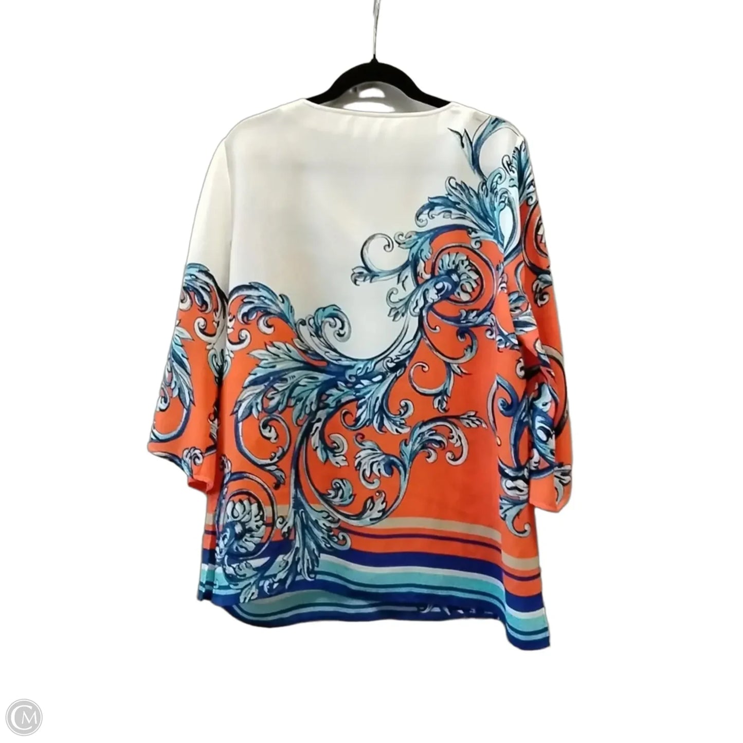 Blouse Long Sleeve By Chicos In Blue & Orange, Size: L