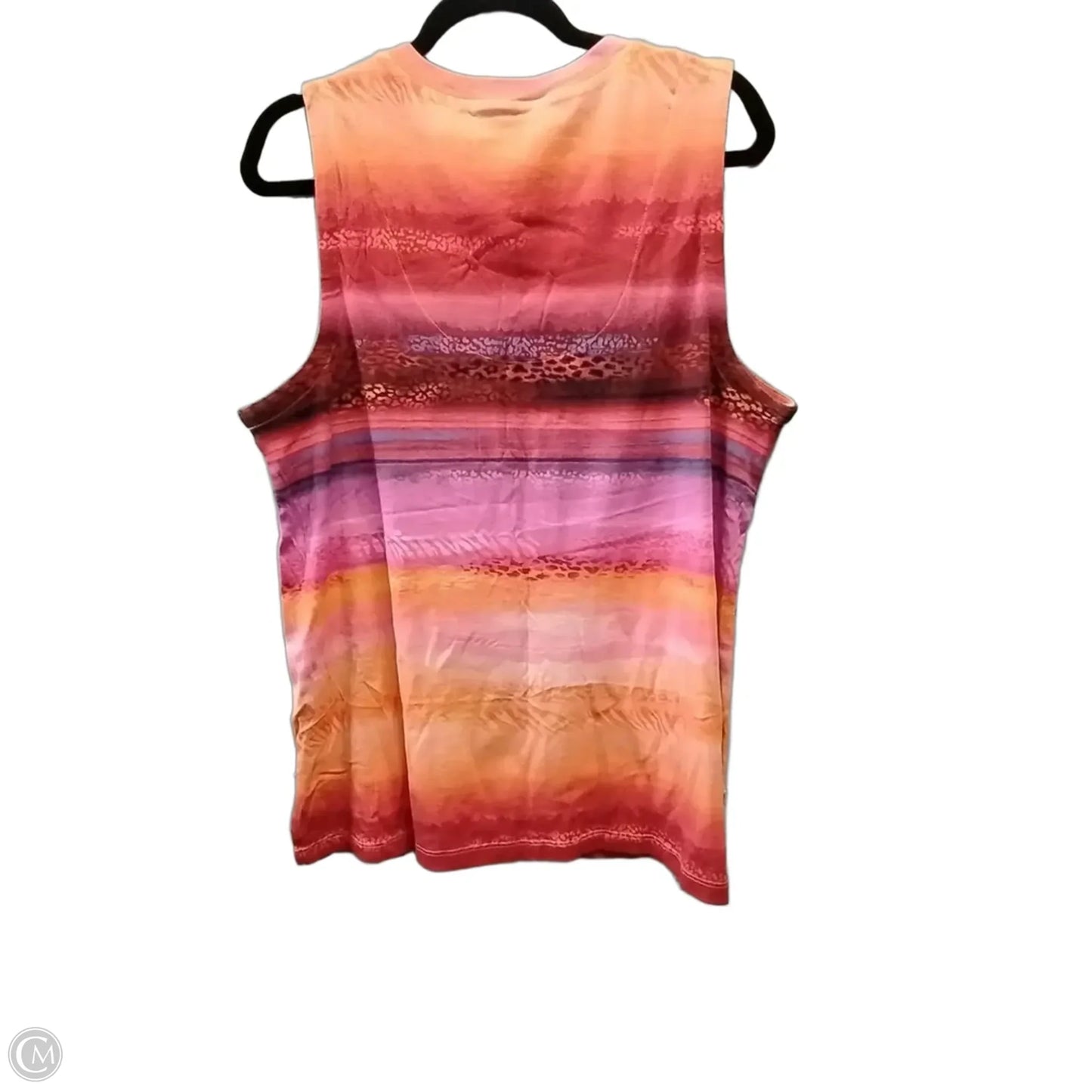 Top Sleeveless By Chicos In Orange & Red, Size: Xl