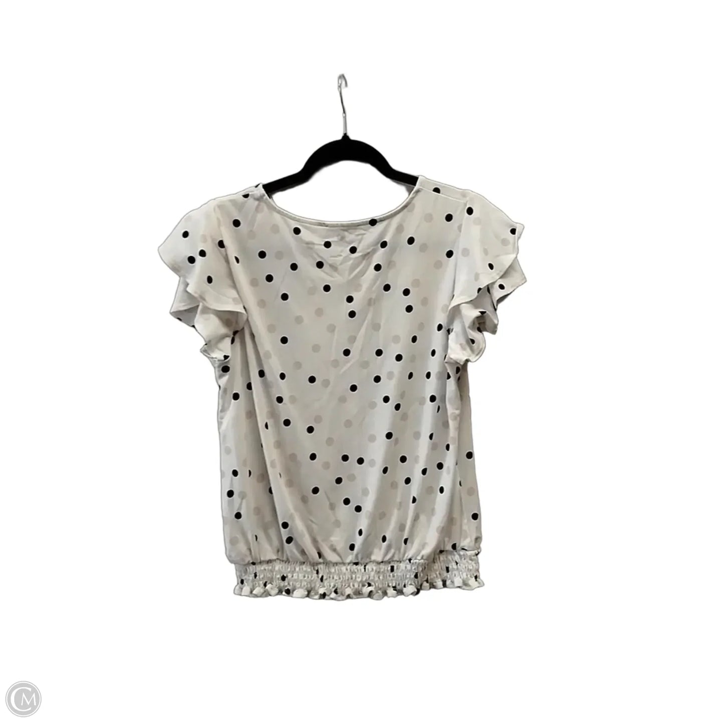 Blouse Short Sleeve By Adrianna Papell In Polkadot Pattern, Size: M