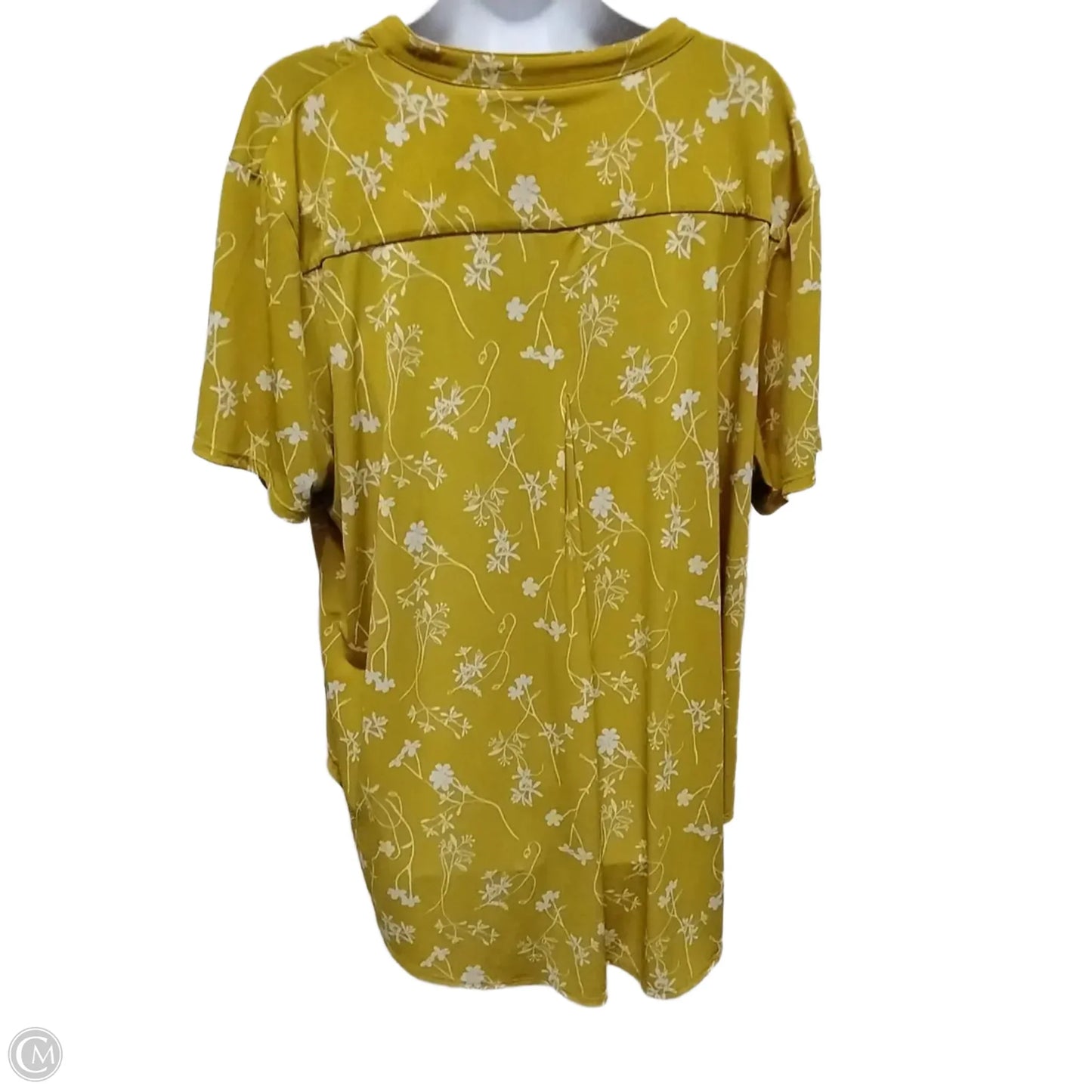 Blouse Short Sleeve By Cato In Yellow, Size: 18