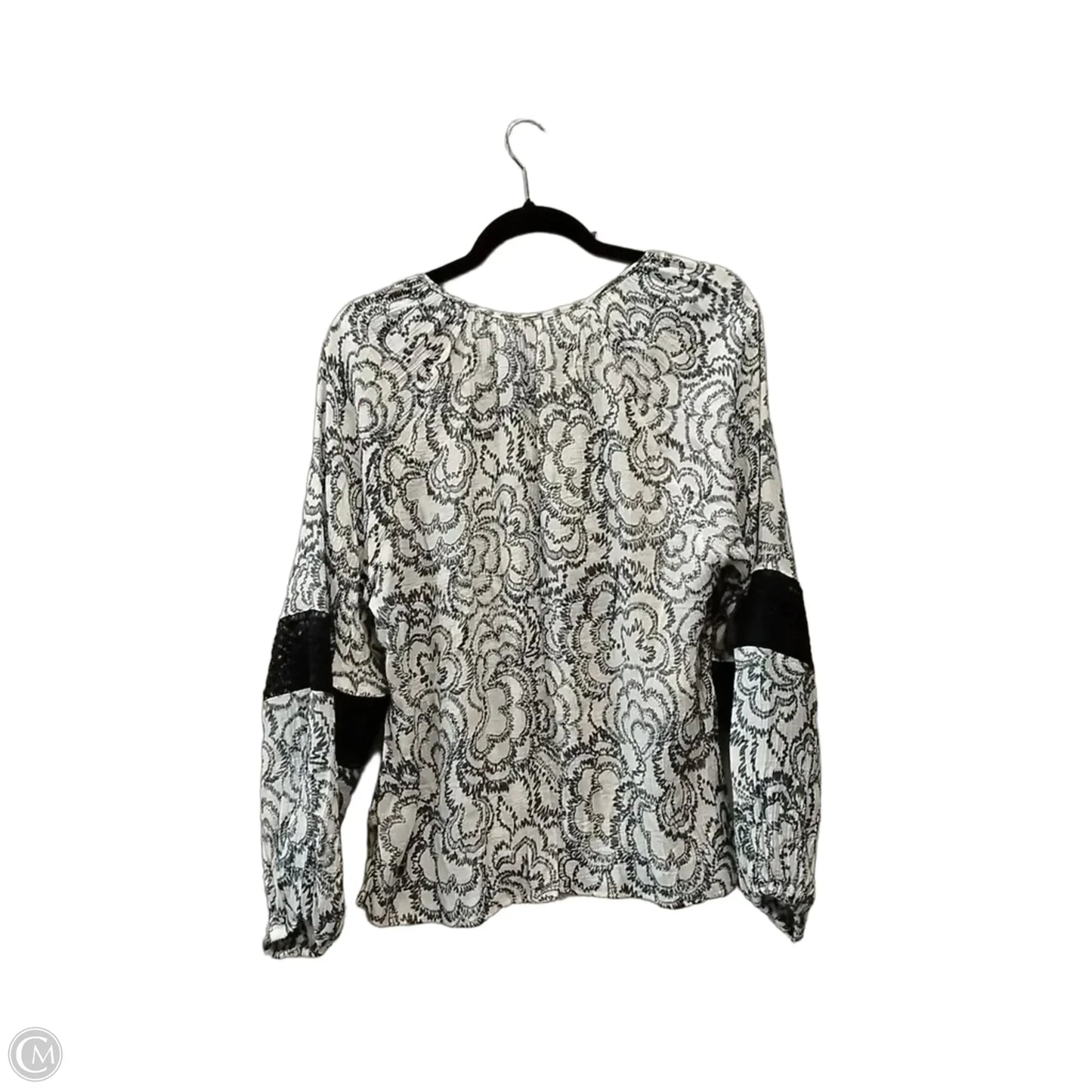 Top Long Sleeve By Zac And Rachel In Blue & White, Size: L