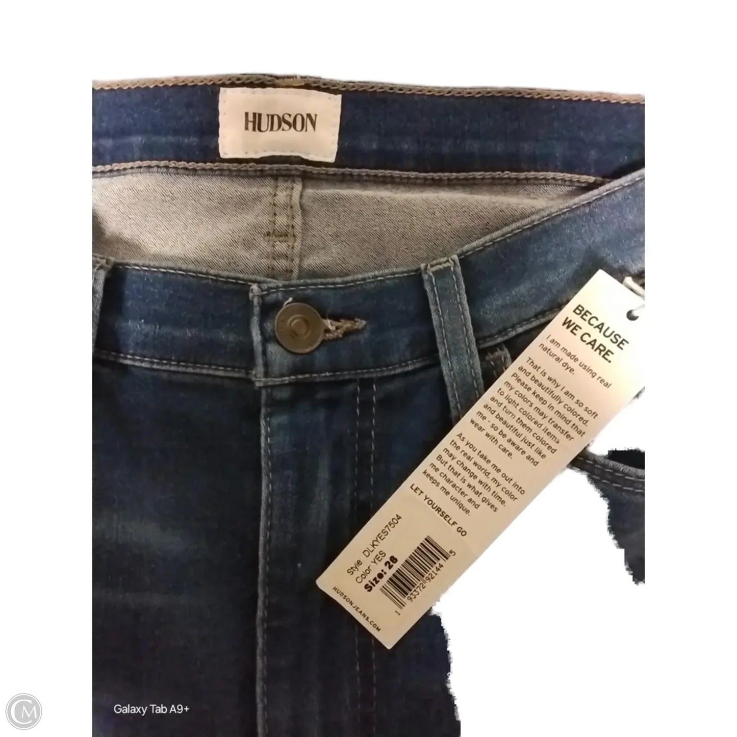 Jeans Straight By Hudson In Blue Denim, Size: 26