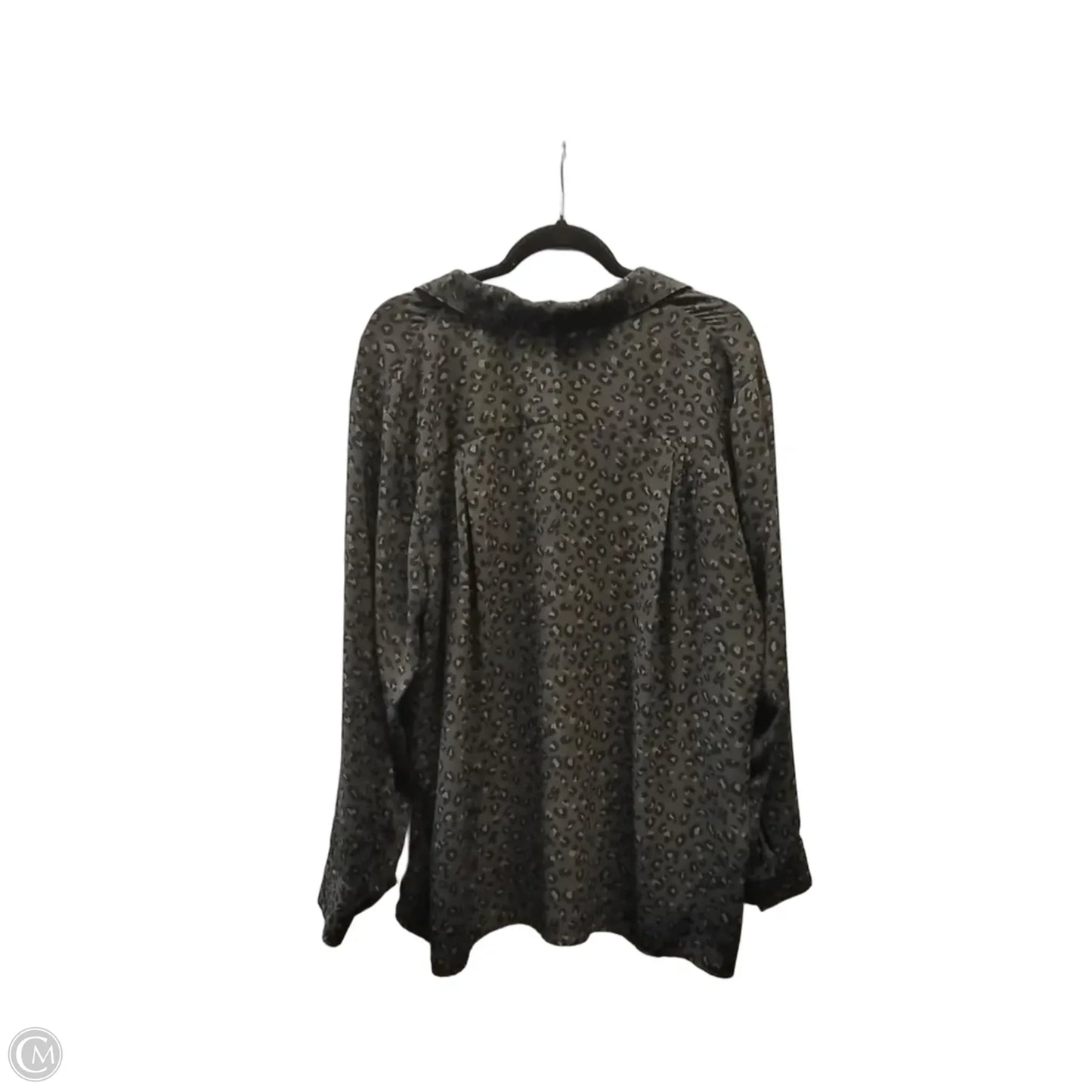 Blouse Long Sleeve By Chelsea And Theodore In Leopard Print, Size: Xxl