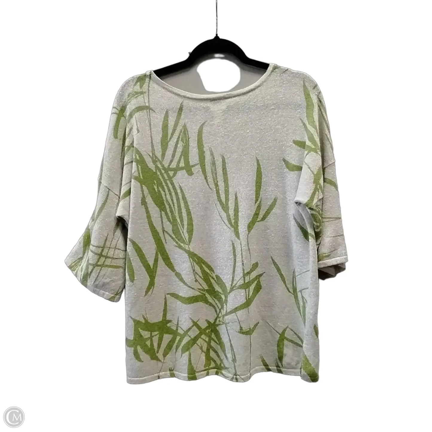 Top Long Sleeve By Chicos In Cream & Green, Size: L