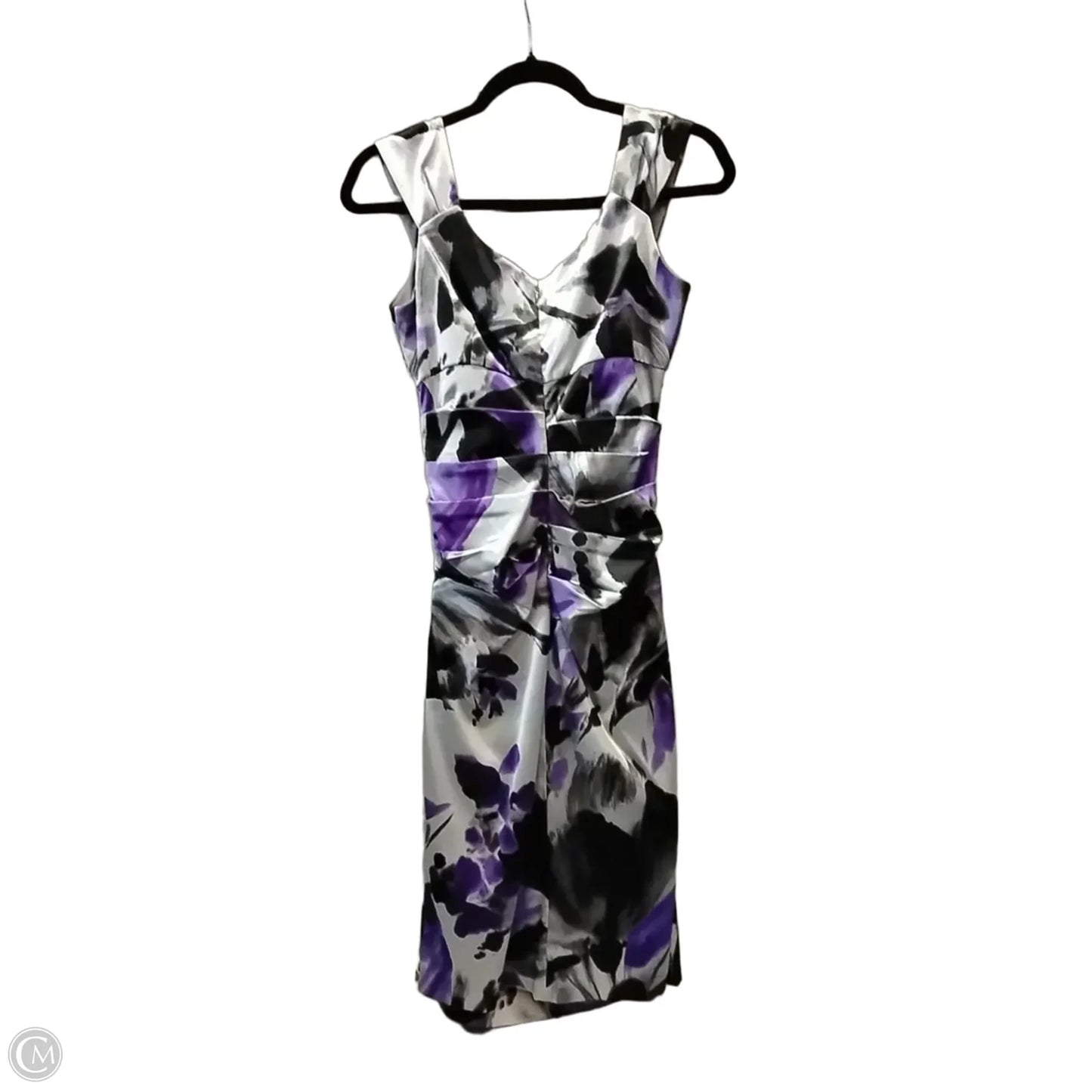 Dress Casual Midi By London Times In Grey & Purple, Size: 6