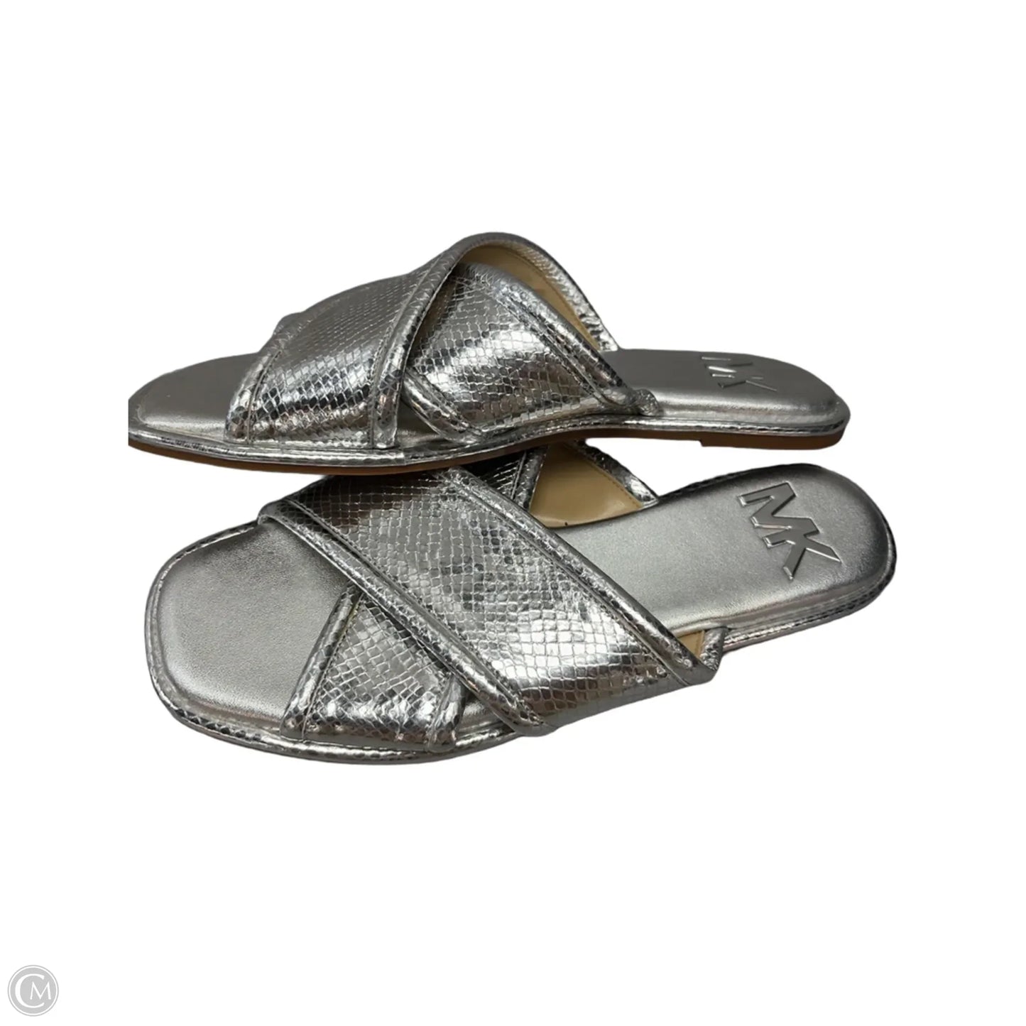 Sandals Flats By Michael By Michael Kors In Silver, Size: 10