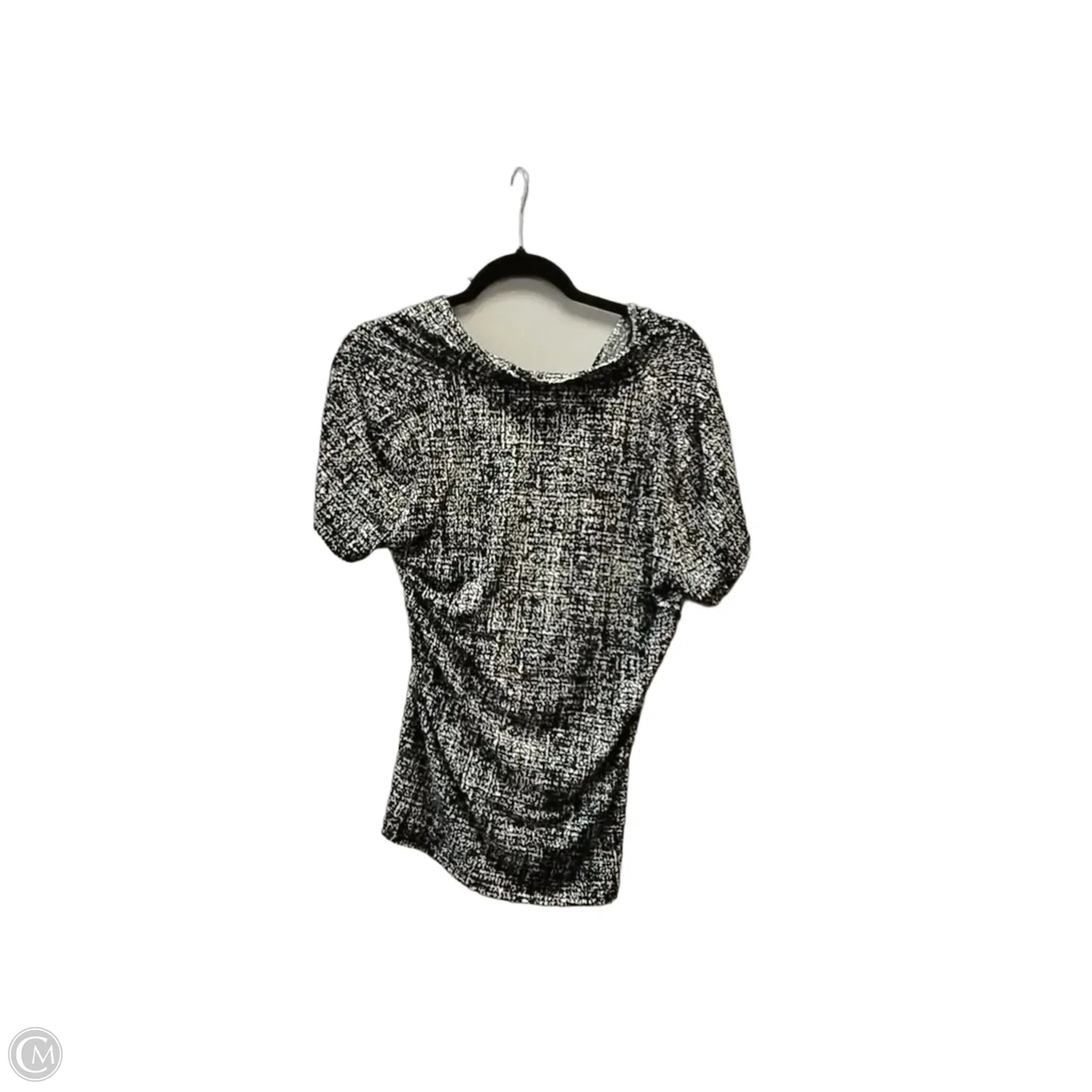 Top Short Sleeve By Dkny In Black & Cream, Size: L