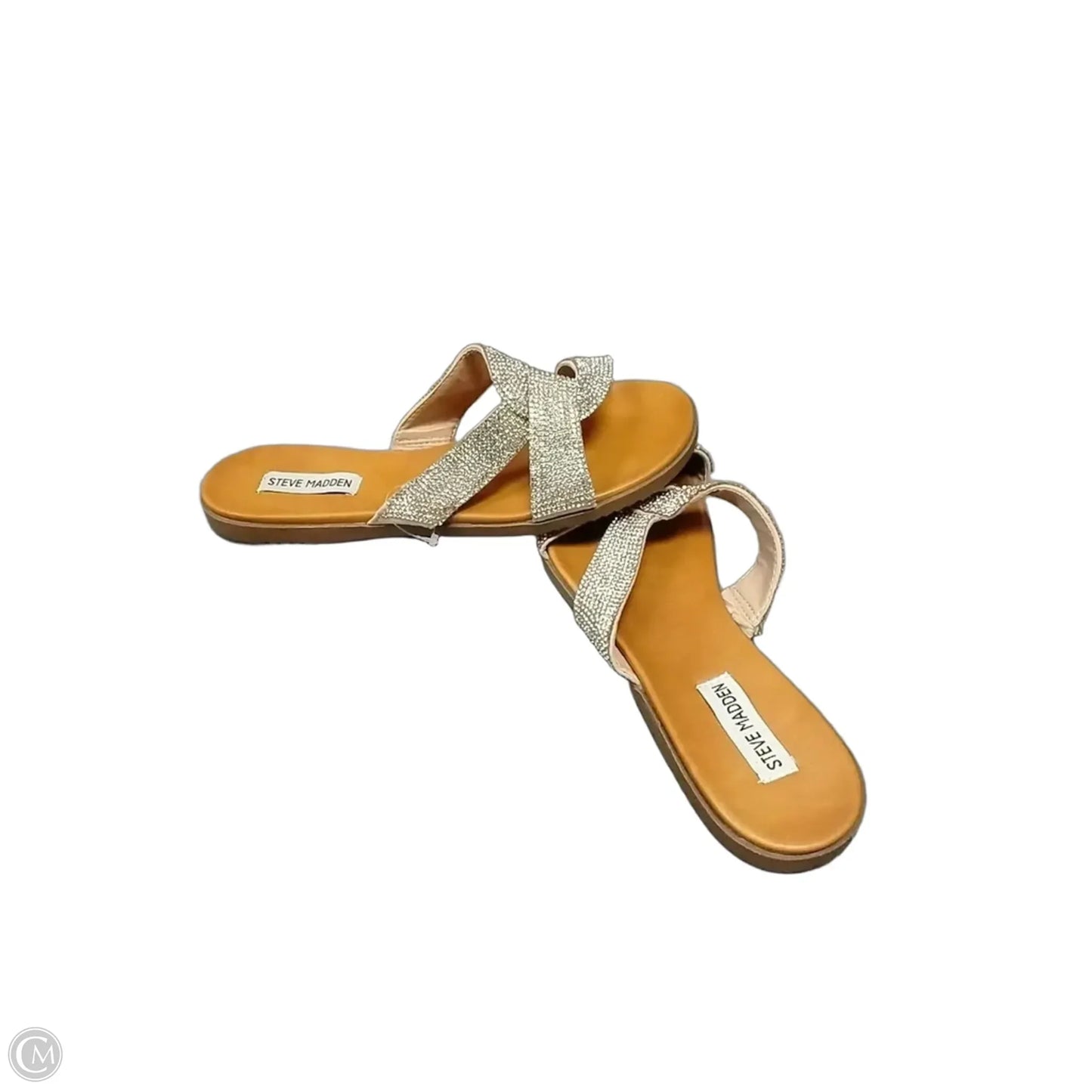 Sandals Flats By Steve Madden In Silver & Tan, Size: 9