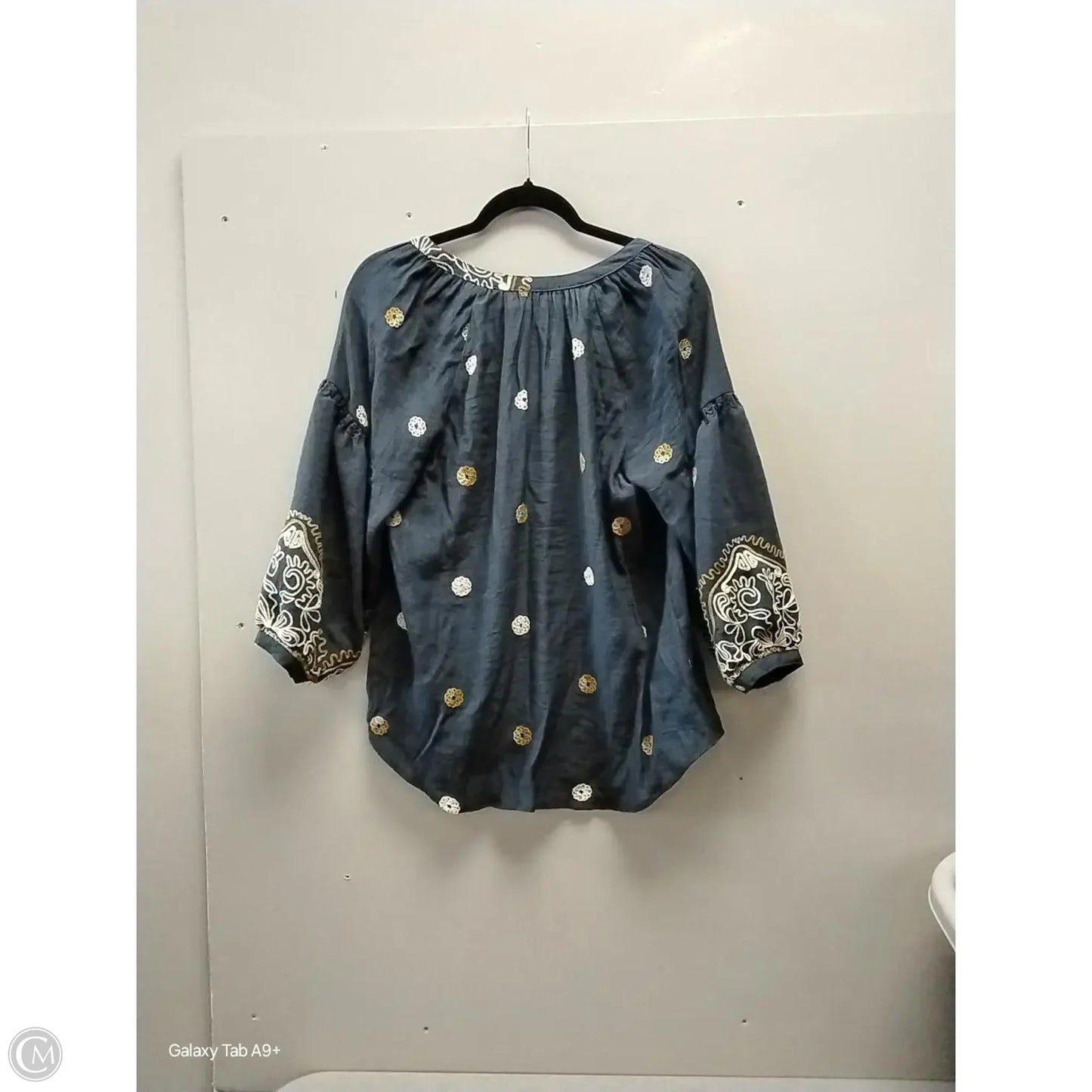 Blouse 3/4 Sleeve By Figuero & Flower In Blue & White, Size: M