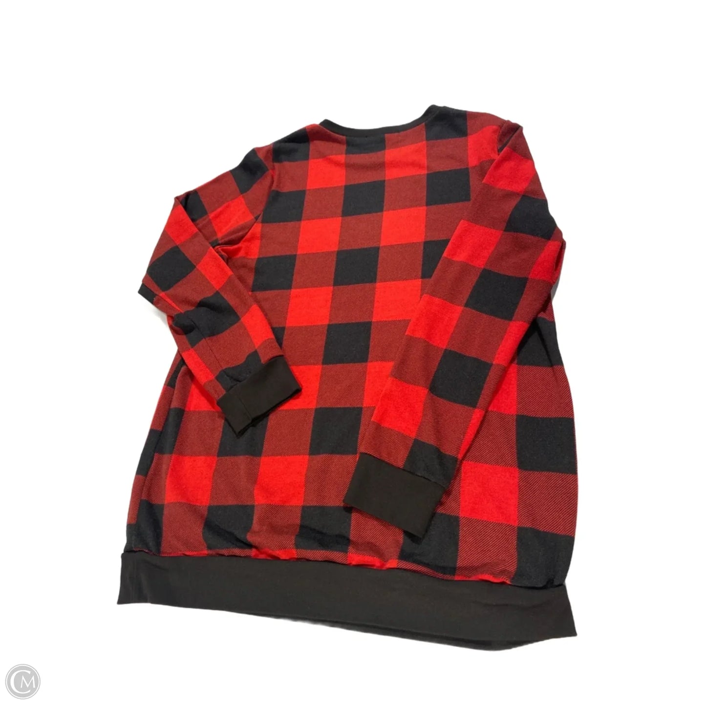 Top Long Sleeve By Cme In Black & Red, Size: L