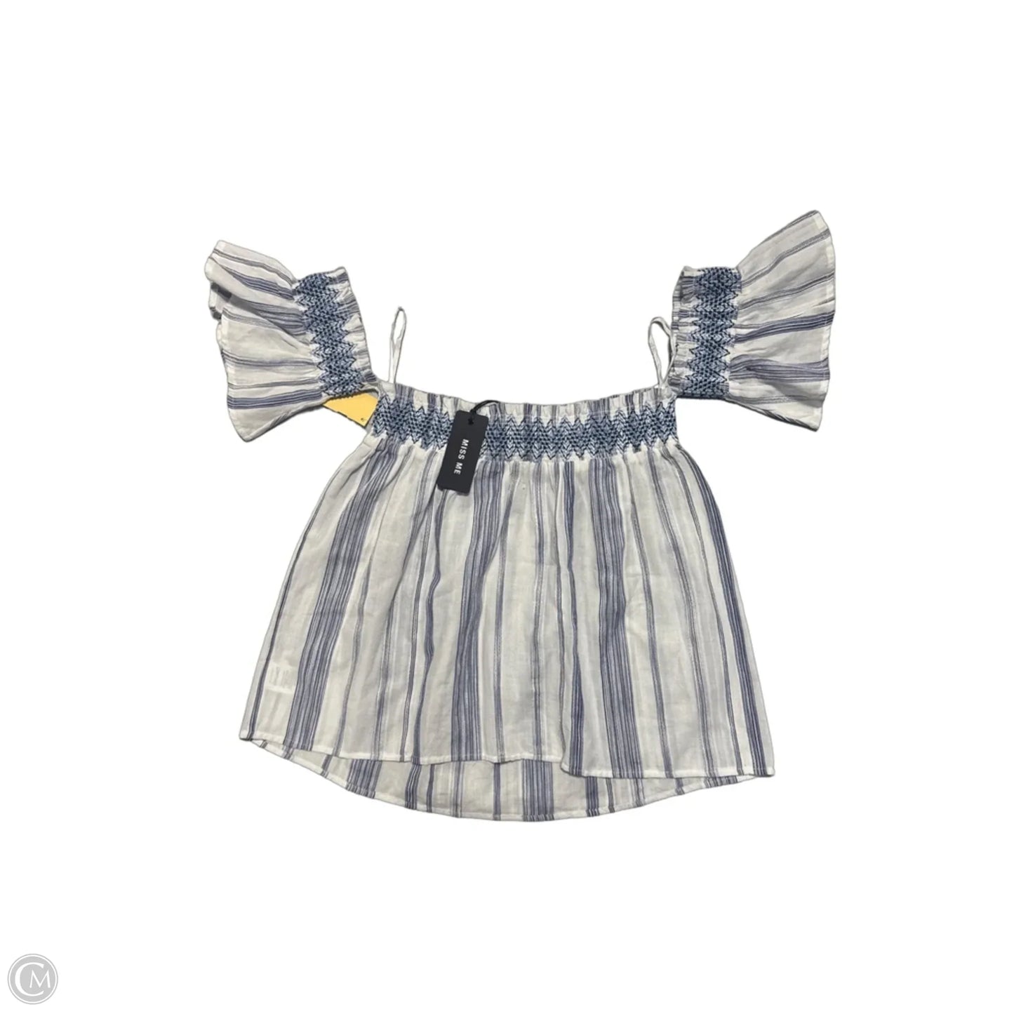 Top Short Sleeve By Miss Me In Blue & White, Size: S