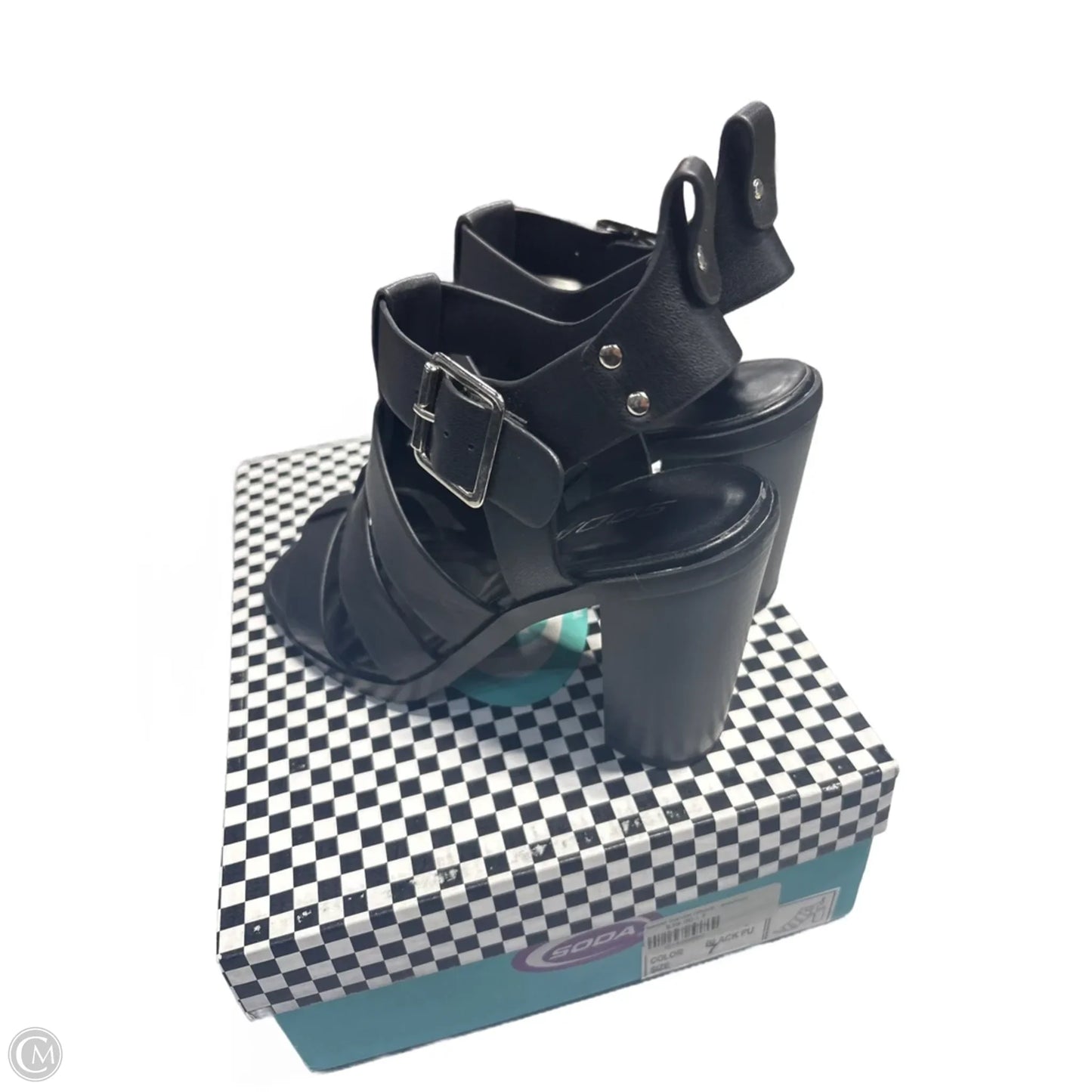 Sandals Heels Block By Soda In Black, Size: 7
