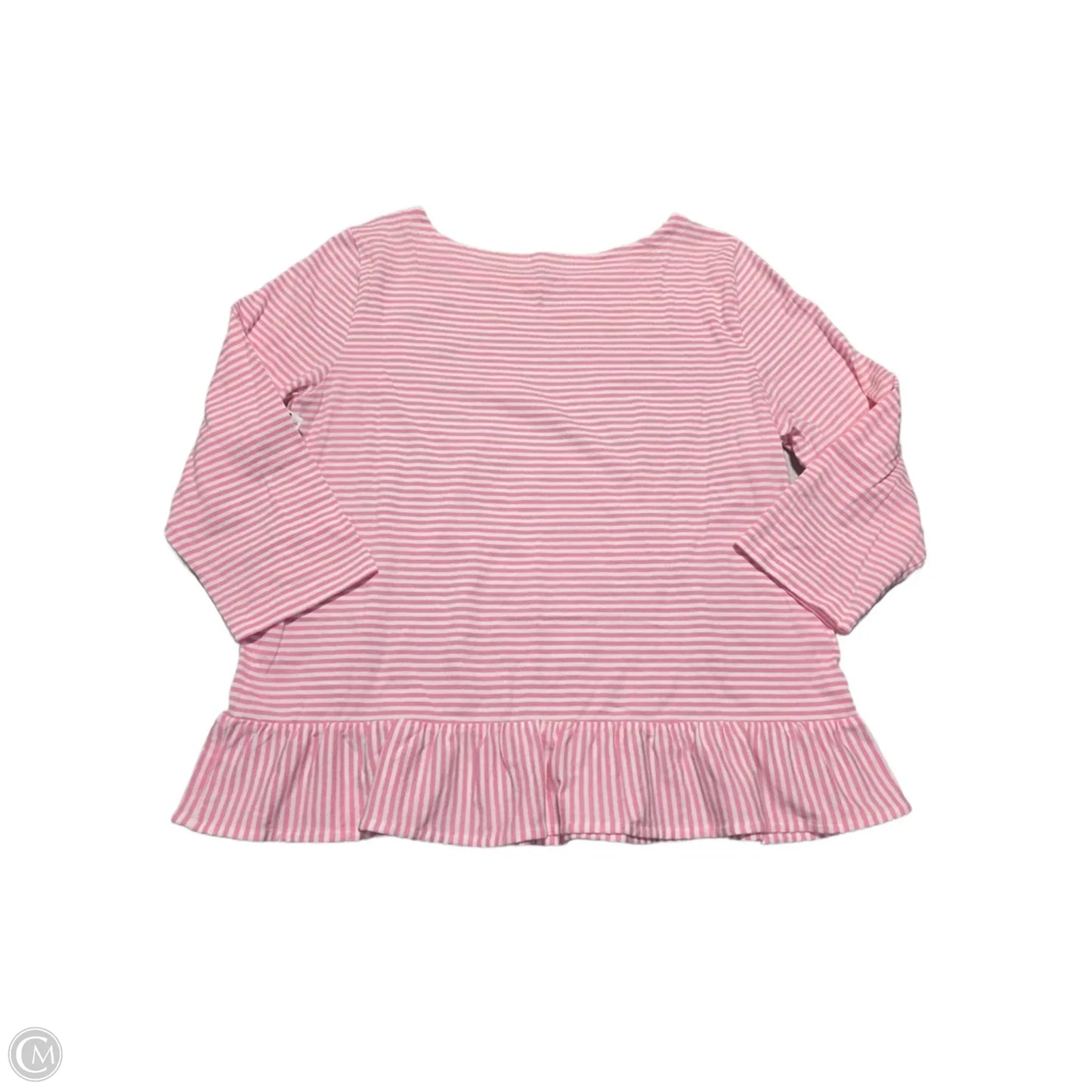 Top Long Sleeve By Talbots In Pink & White, Size: L