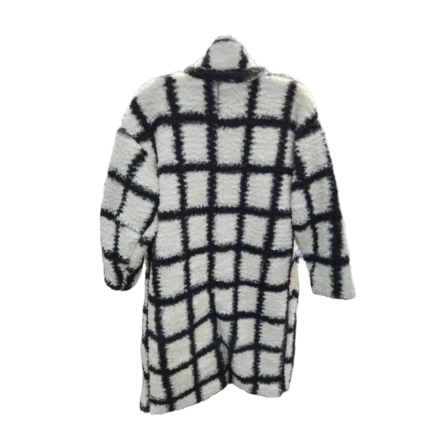 Coat Faux Fur & Sherpa By Davi & Dani In Black & Cream, Size: L